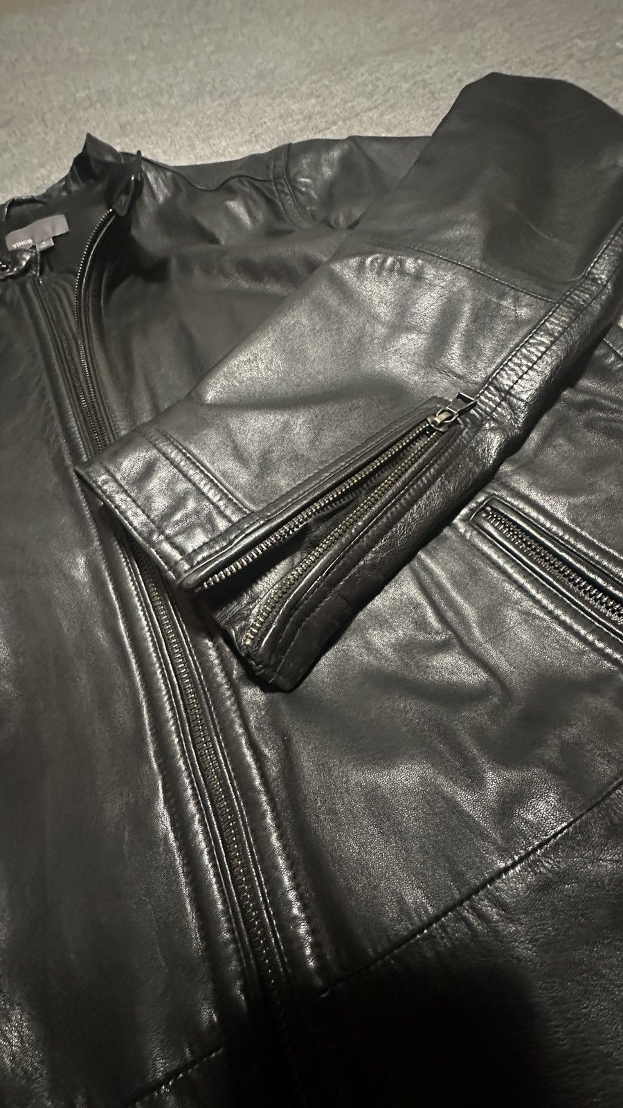 Vince VINCE Men’s Lambskin Leather Moto Jacket Men’s L/XL Size US L / EU 52-54 / 3 - 3 Thumbnail