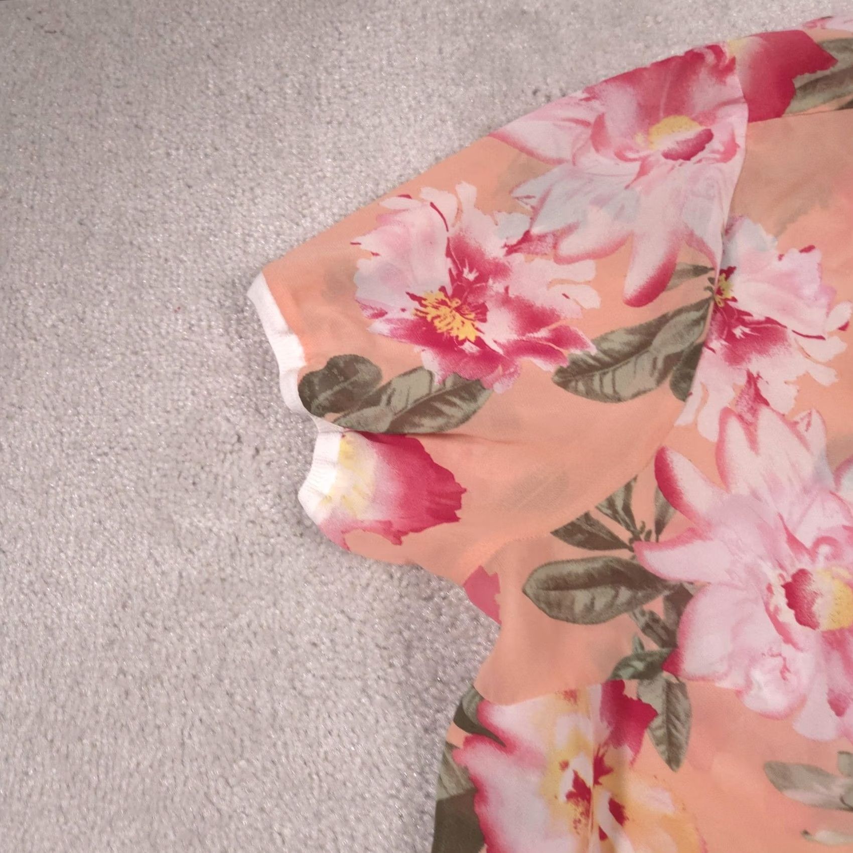 Vintage Woman Within Blouse Womens 1X Pink Floral Sheer Dolman Sleeve Chiffon Tunic Top Size XL / US 12-14 / IT 48-50 - 4 Thumbnail