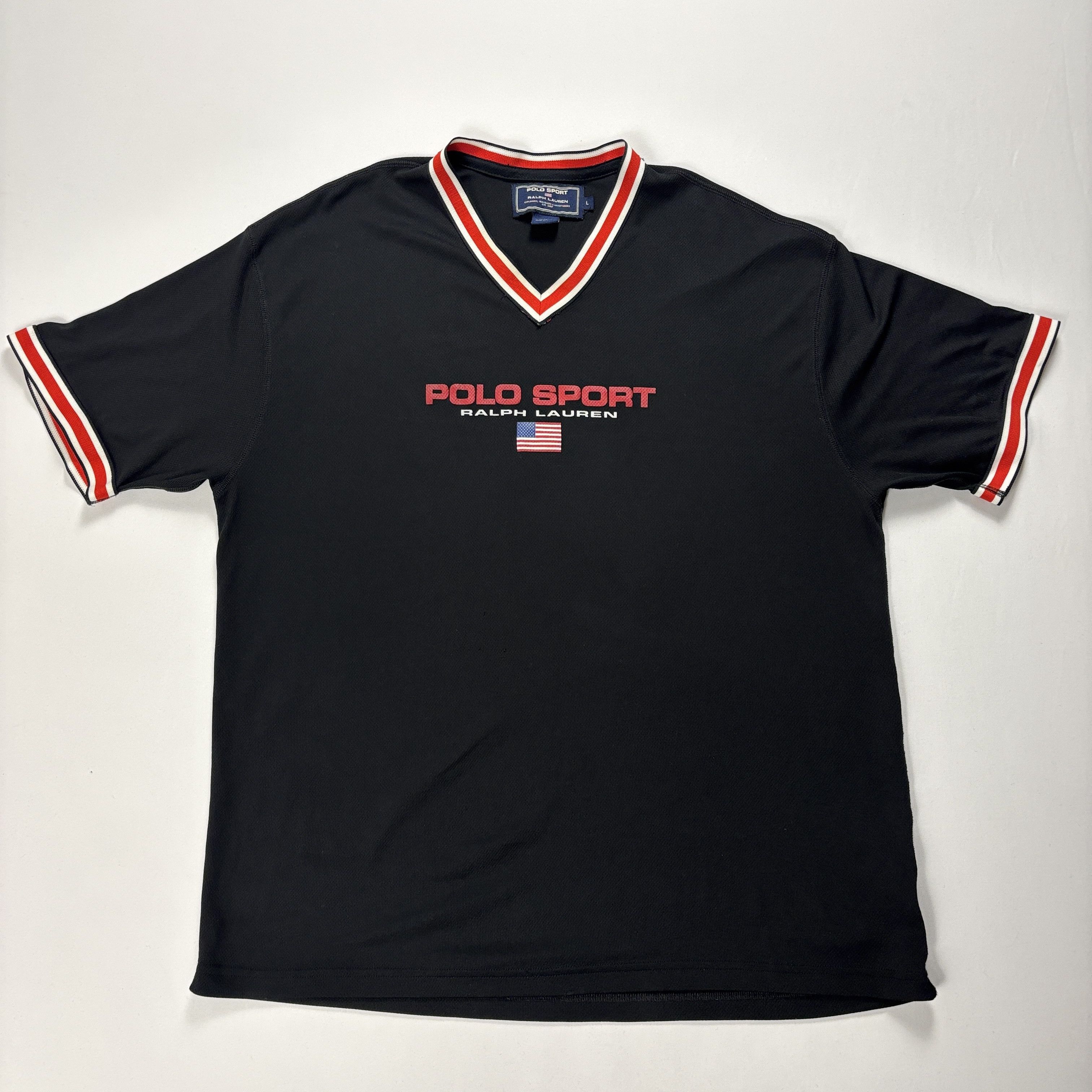 Polo Ralph Lauren Vintage Polo Sport Ralph Lauren Mens V Neck Shirt Sz L Flag Size US L / EU 52-54 / 3 - 1 Thumbnail