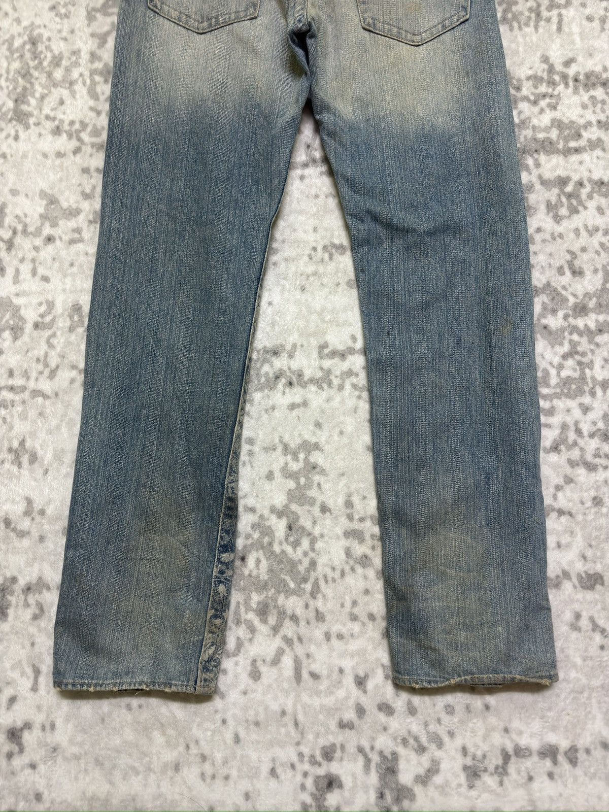 Hysteric Glamour Karakuri Tamashii Blue White Acid Wash Distressed Denim Size US 33 - 11 Thumbnail
