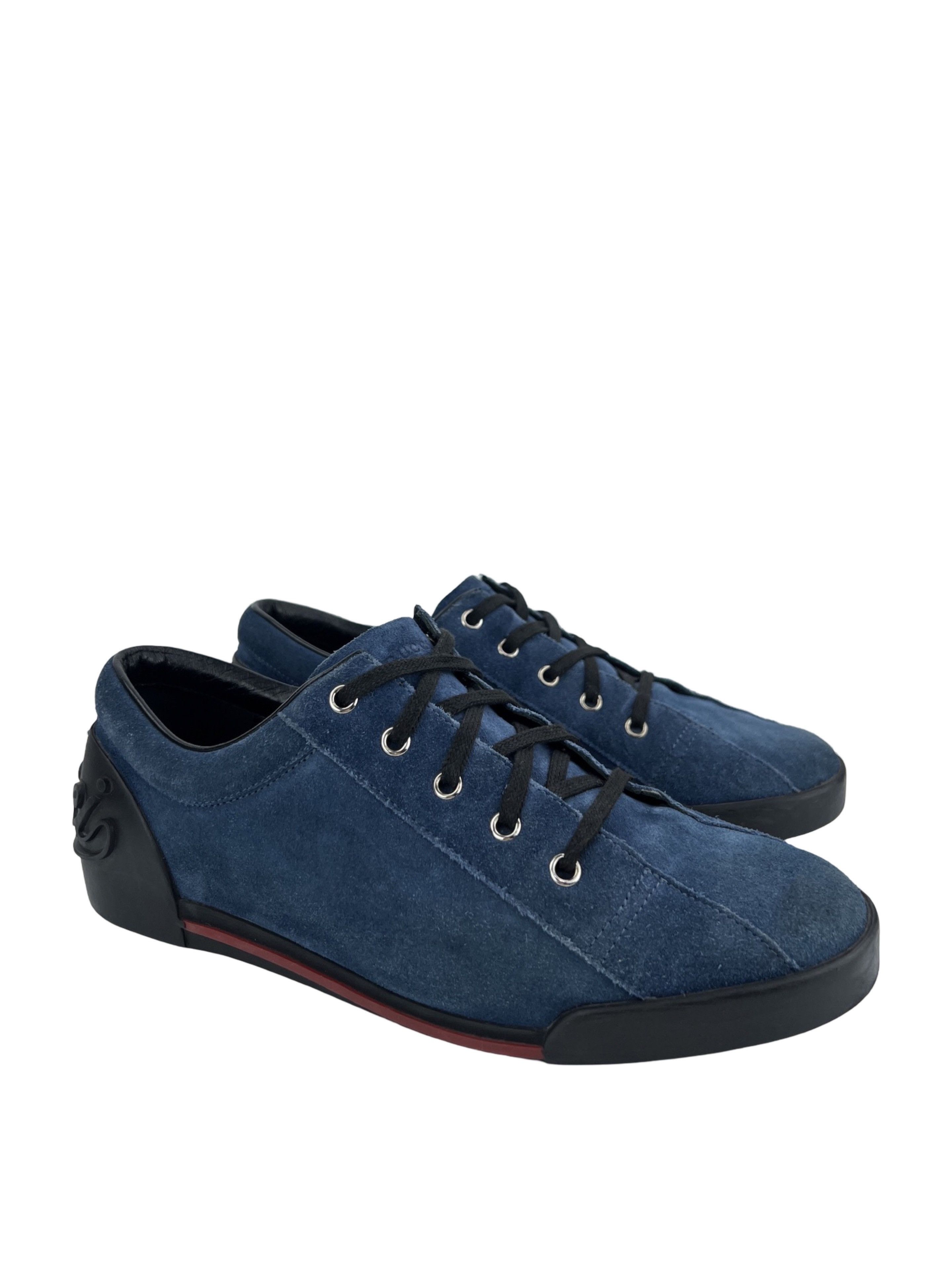 Gucci Vintage Gucci Navy Suede Low Top Sneakers GG Logo Size US 8 / EU 41 - 1 Thumbnail