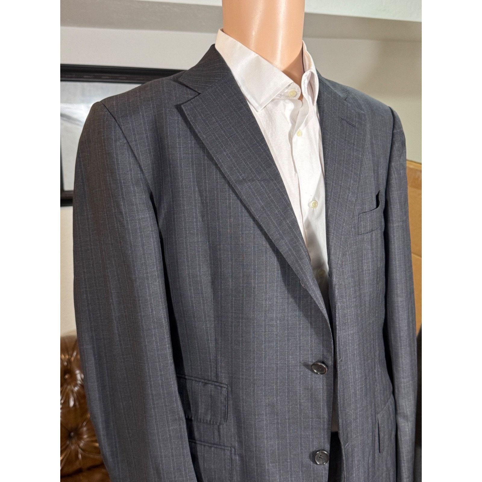 Tom Ford Tom Ford Charcoal Striped Gray Wool Blazer Notch Lapel 52 42 Size 42R - 4 Thumbnail