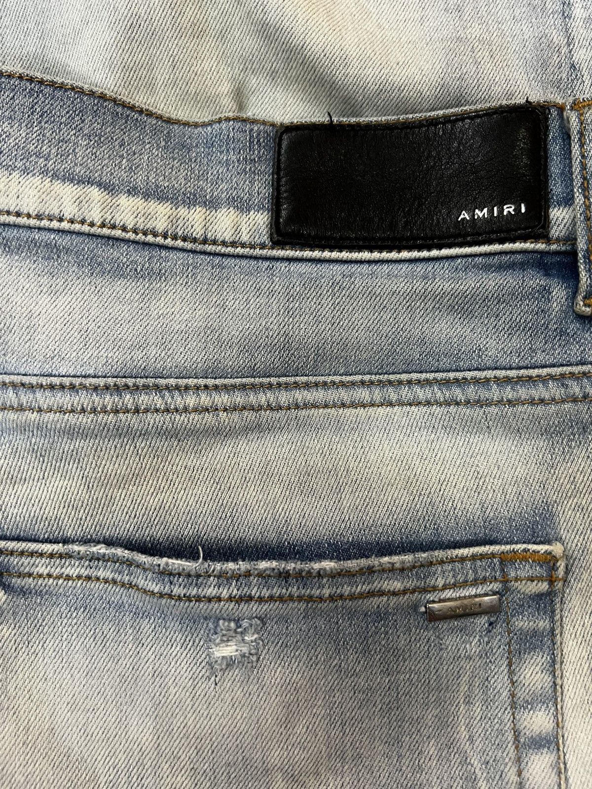 Amiri Amiri MX1 Light Blue Denim Jeans Black Knee Patch – Size 38 Size US 38 / EU 54 - 6 Thumbnail