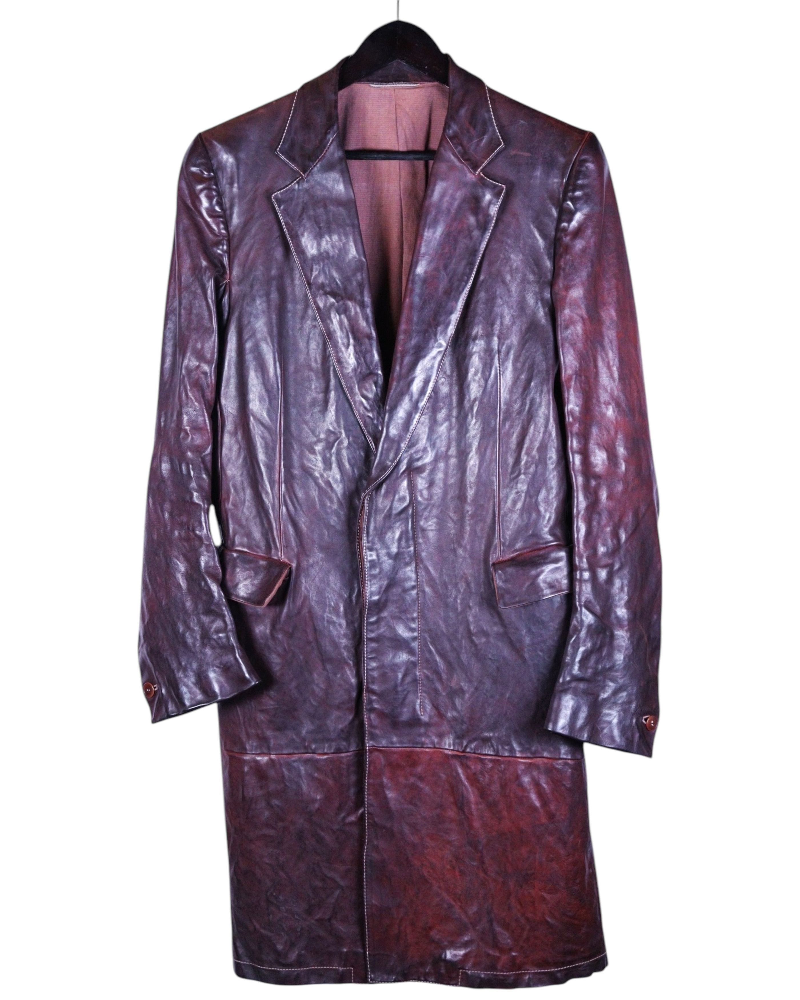 Carol Christian Poell Carol Christian Poell FW04 Long Burgundy Leather Coat Size US M / EU 48-50 / 2 - 1 Thumbnail