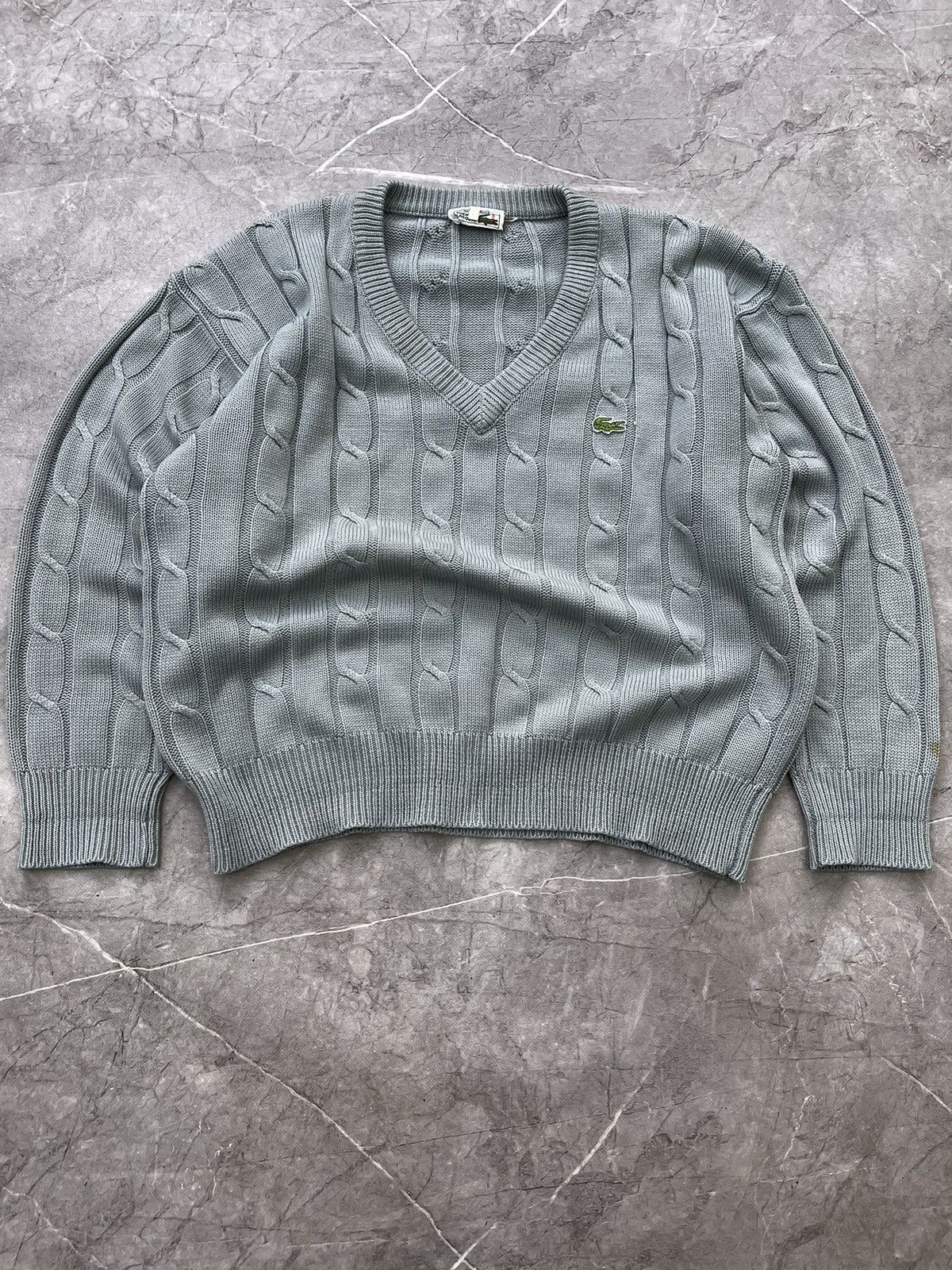 Lacoste × Vintage Vintage Lacoste Knit Wool Vneck Cardigan Sweater Size US L / EU 52-54 / 3 - 1 Thumbnail