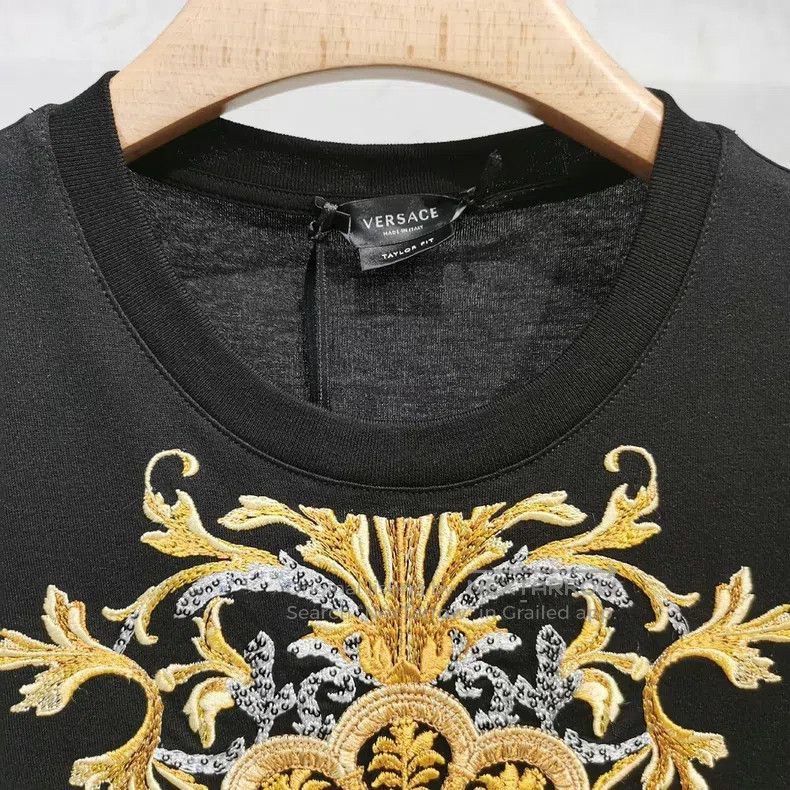 Versace Versace Black men's embroidered print casual short-sleeved Size US S / EU 44-46 / 1 - 3 Thumbnail
