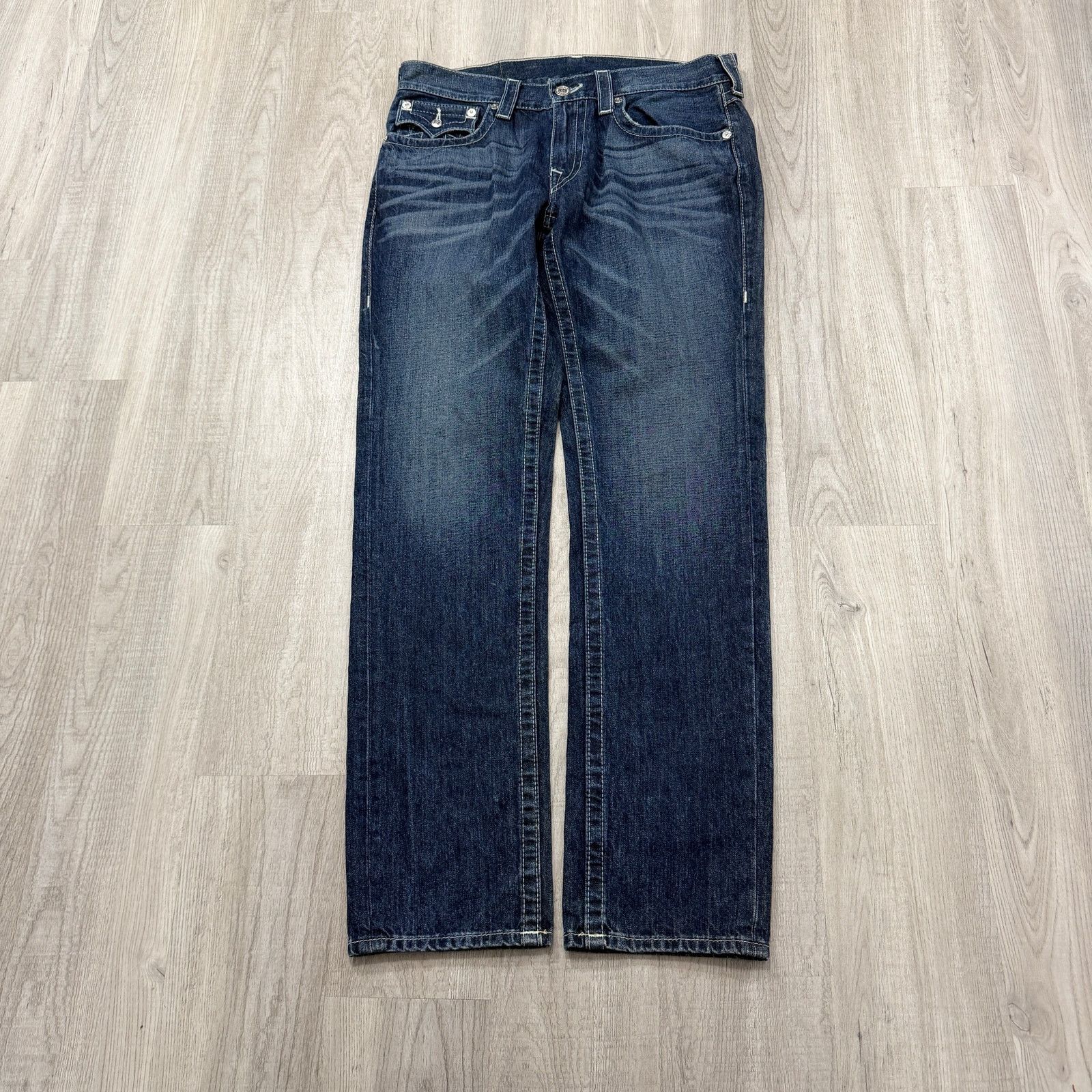 True Religion True Religion Jeans Mens 33x33 Blue Denim Skinny Flap Pocket Size US 33 - 1 Thumbnail
