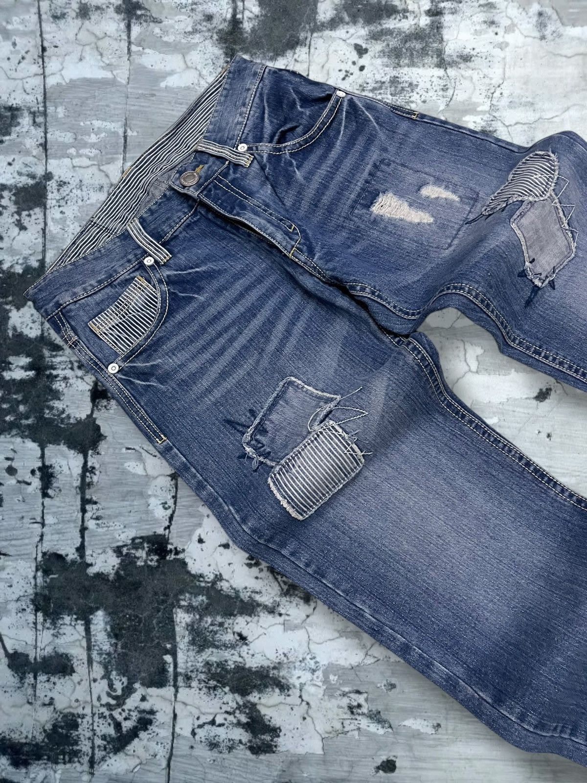 Japanese Brand Vintage 1990s Japan Designer Casse Jeans Patchwork Denim Size US 30 / EU 46 - 7 Thumbnail