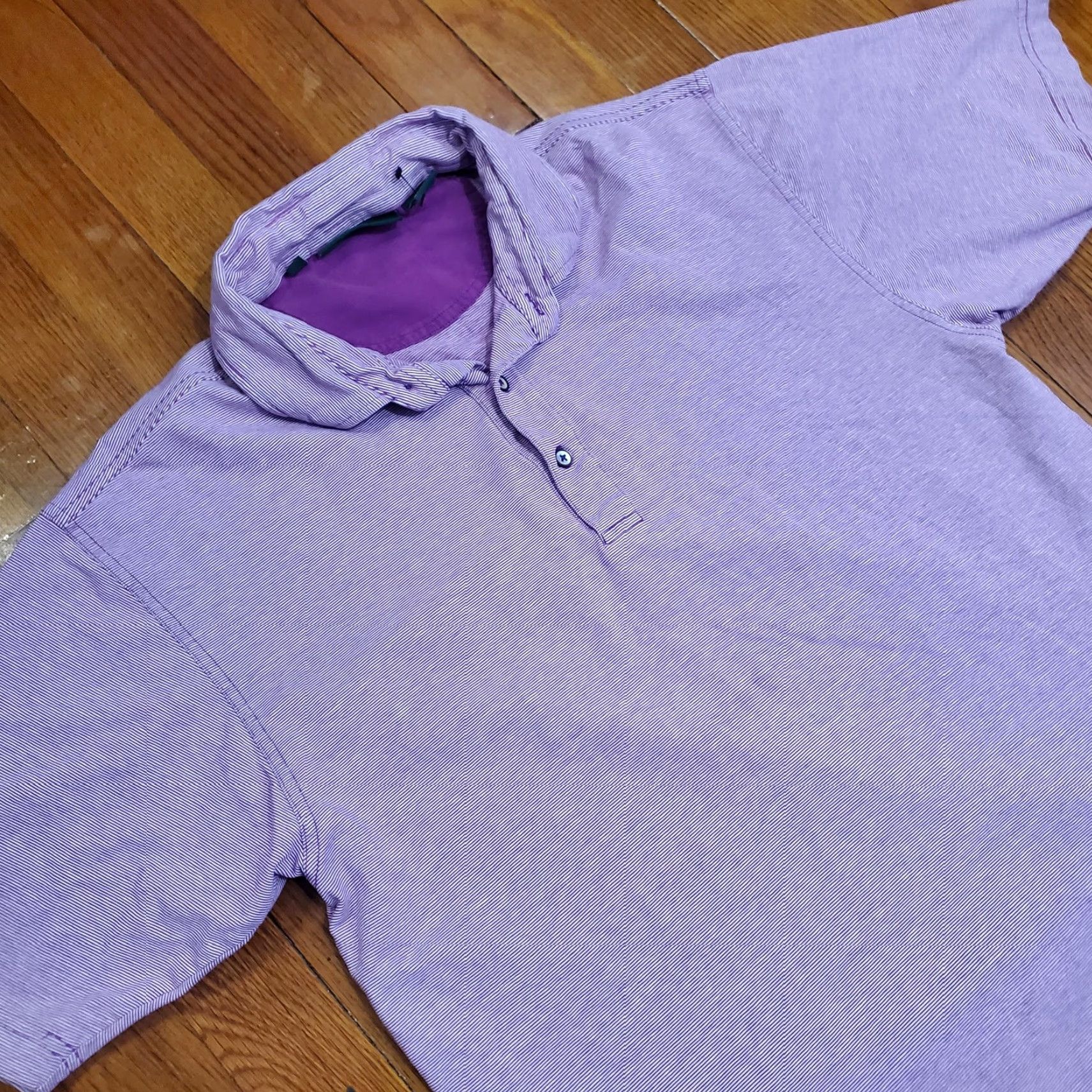 Vintage Bobby Jones Polo Shirt Mens M Purple Striped Golf Performance Stretch Shirt Size US M / EU 48-50 / 2 - 2 Thumbnail