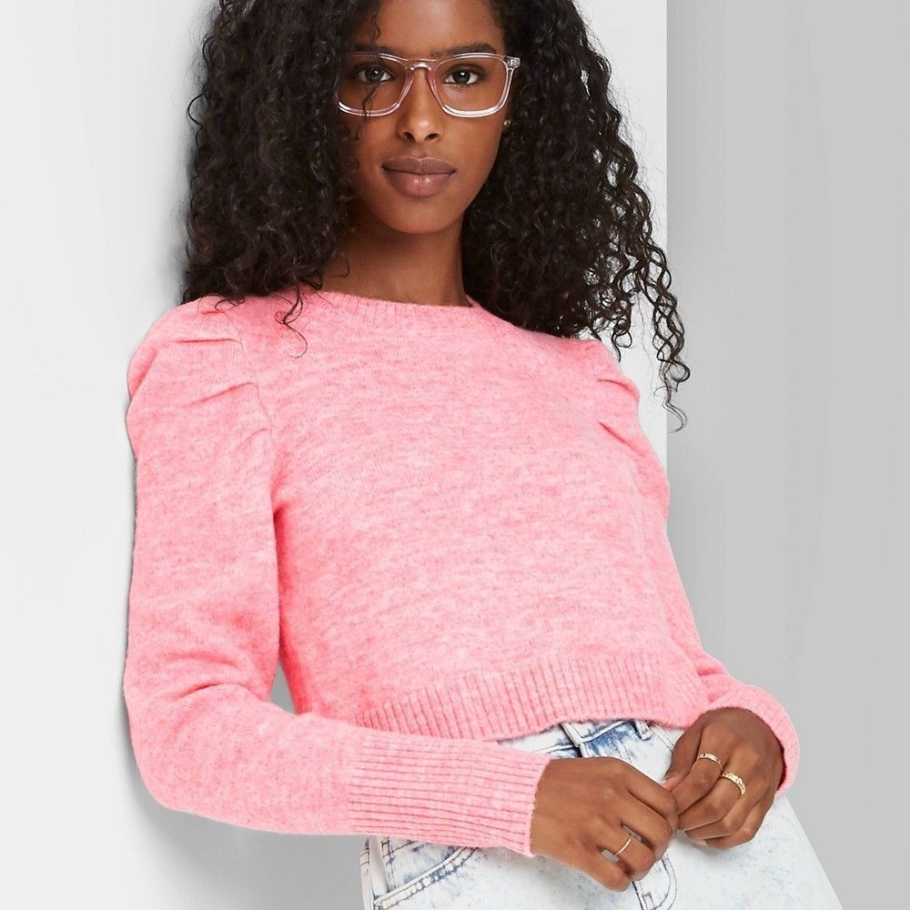 Other Wild Fable Pink Puff Shoulder Sweater Acrylic Blend Size S Size S / US 4 / IT 40 - 2 Thumbnail