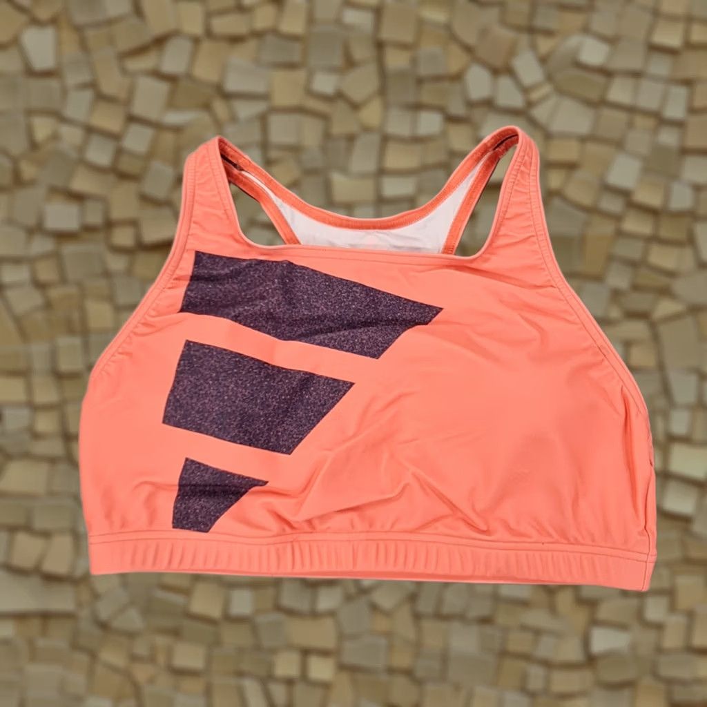 Adidas VINTAGE? Adidas Womens Sports Bra Orange 40 Racer Back Big Logo Padded Size ONE SIZE - 1 Thumbnail