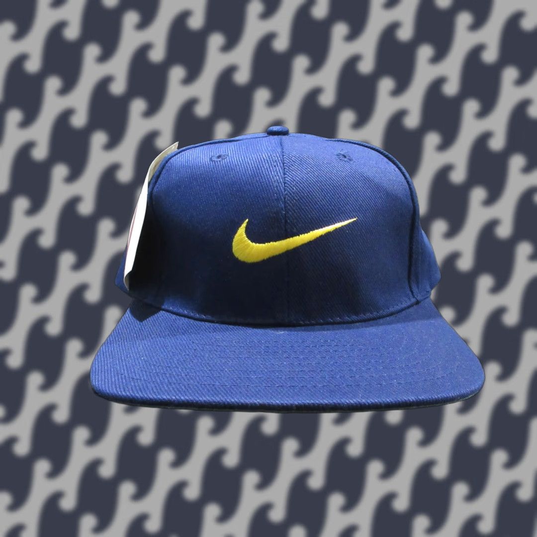 VINTAGE Nike Baseball Cap Hat Adjustable Blue Logo 90s Mens