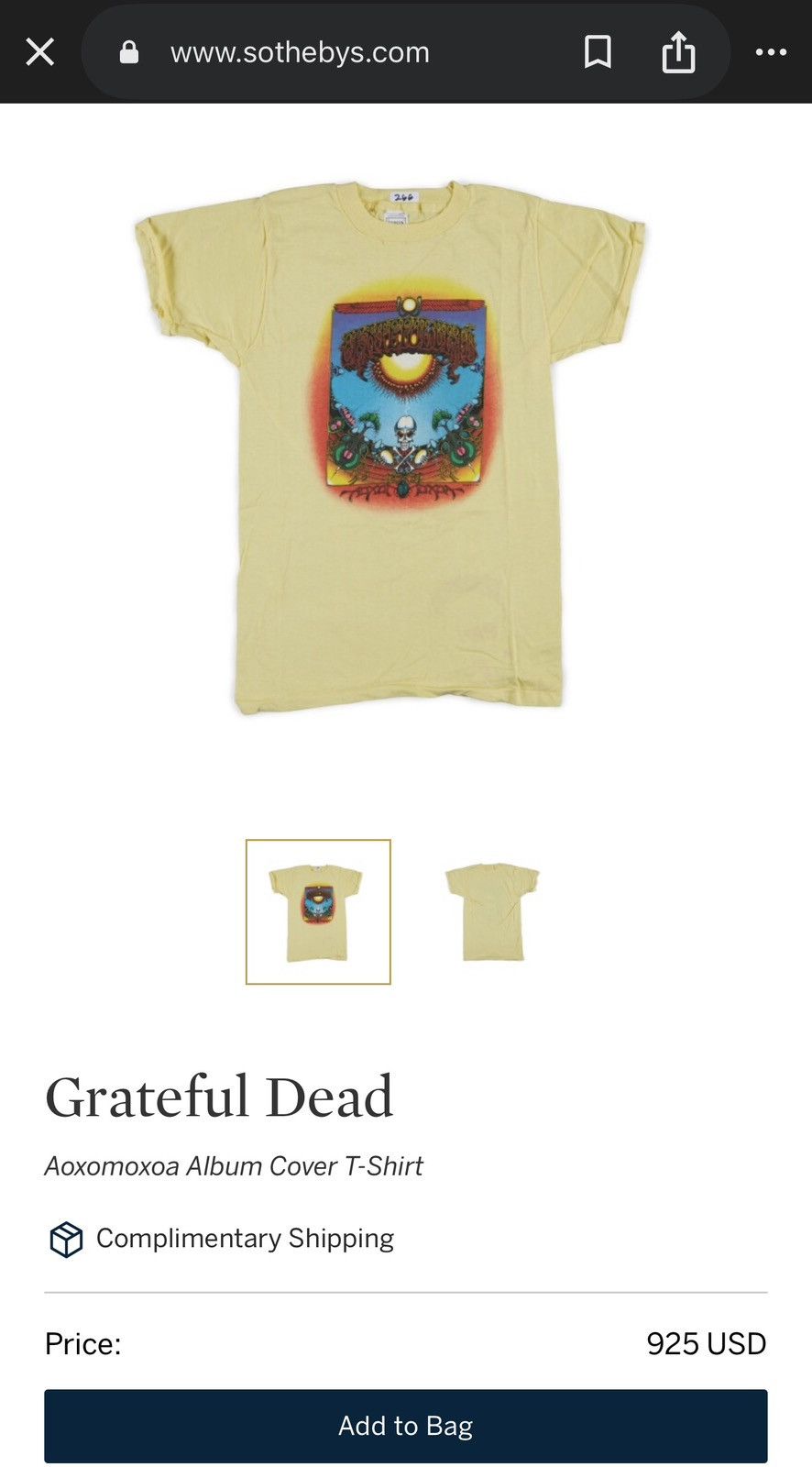 Vintage 1982 Grateful dead aoxomoxoa original vintage tee Size US S / EU 44-46 / 1 - 2 Thumbnail