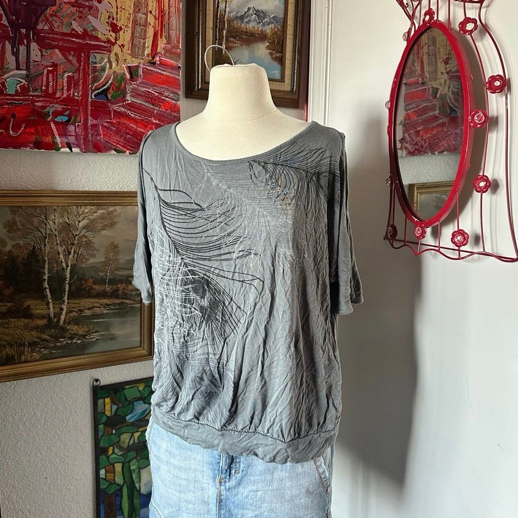 Other lascana venus gray black white leaf graphic shirt Size L / US 10 / IT 46 - 1 Thumbnail