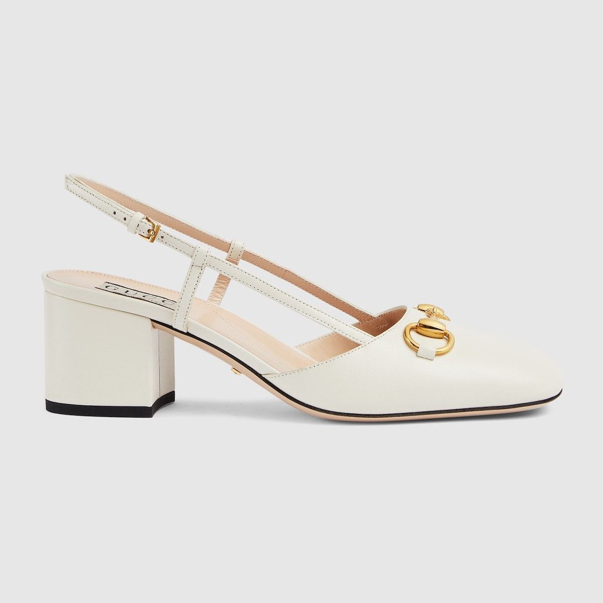 Gucci o1s1wg110225 Women's Horsebit Slingback Pumps in White Size US 5 / IT 35 - 1 Thumbnail