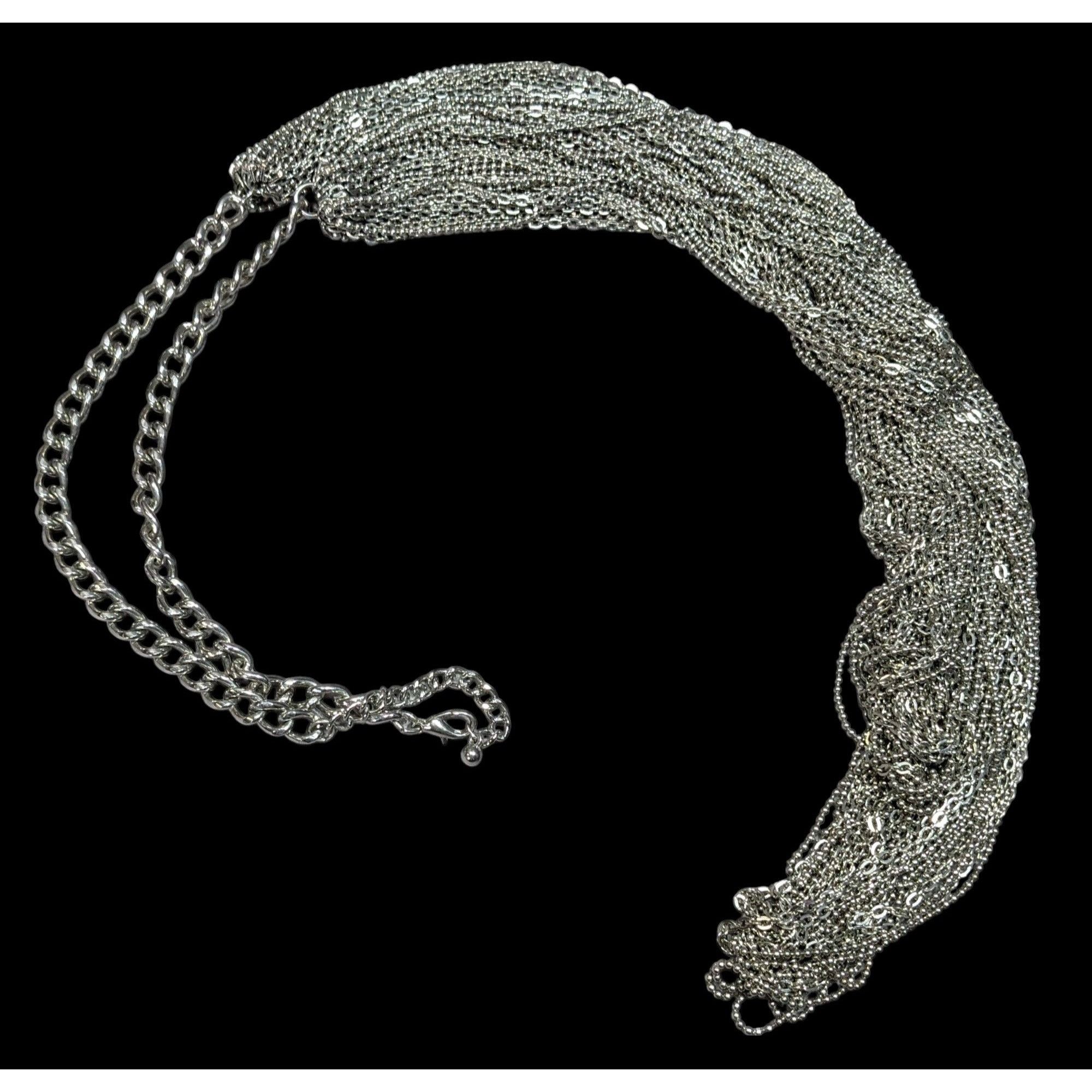 Other Glam Metal Multilayer Silver Tone Chain Necklace Size ONE SIZE - 1 Thumbnail