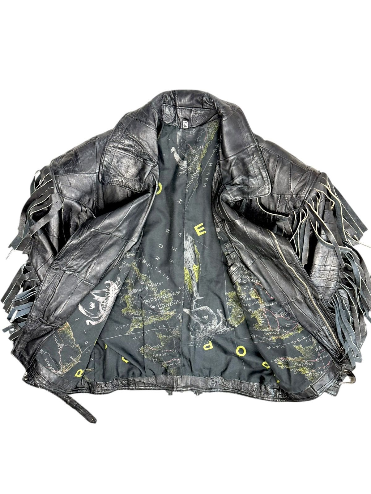 Genuine Leather Vintage Black Fringe Leather Jacket Biker Western Cropped Size US L / EU 52-54 / 3 - 3 Thumbnail