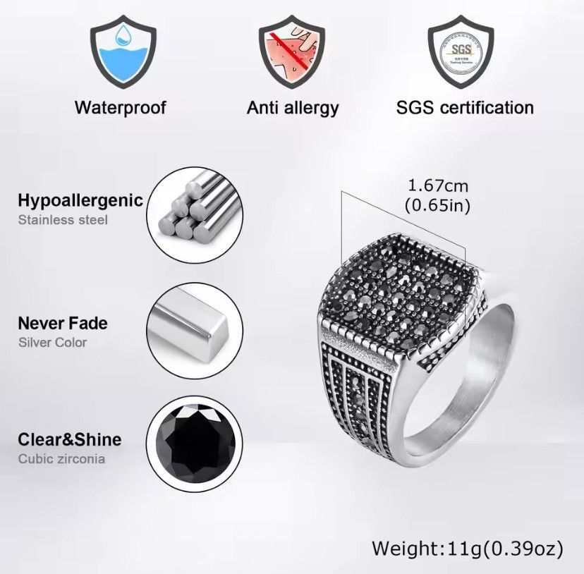 Other 16.7mm Biker Signet Ring Size ONE SIZE - 2 Thumbnail