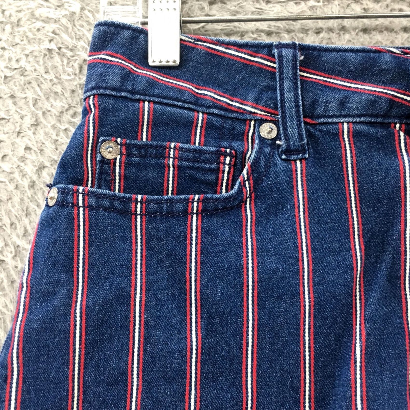 American Eagle Outfitters American Eagle Outfitters Skirt Womens 4 A-Line Denim Zip Blue Striped Short 29x14 Size 27" / US 4 / IT 40 - 4 Thumbnail