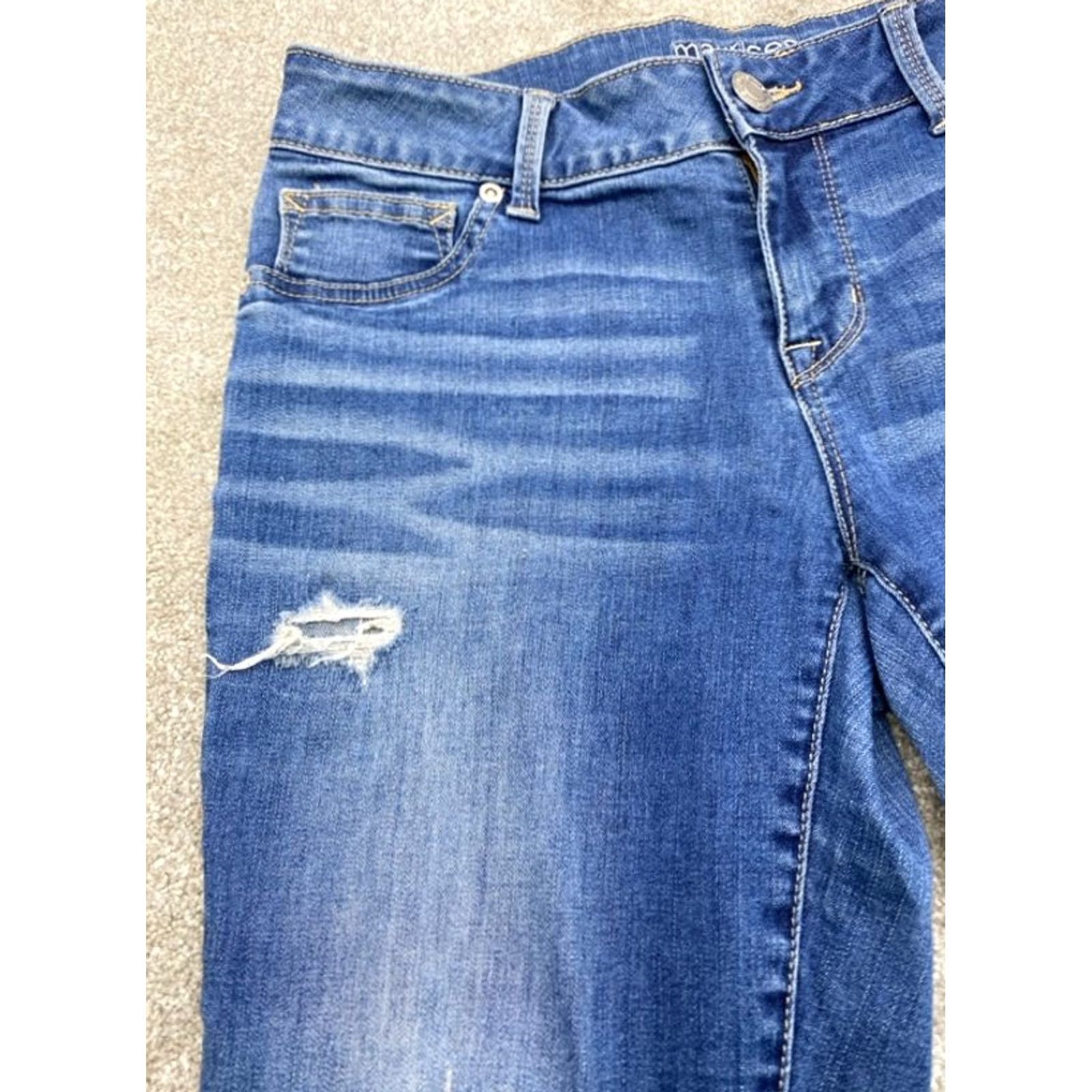 Vintage Maurices Jeans Women 28x28 Blue Denim Ankle Distressed Stretch 5925 Size 28" / US 6 / IT 42 - 6 Thumbnail