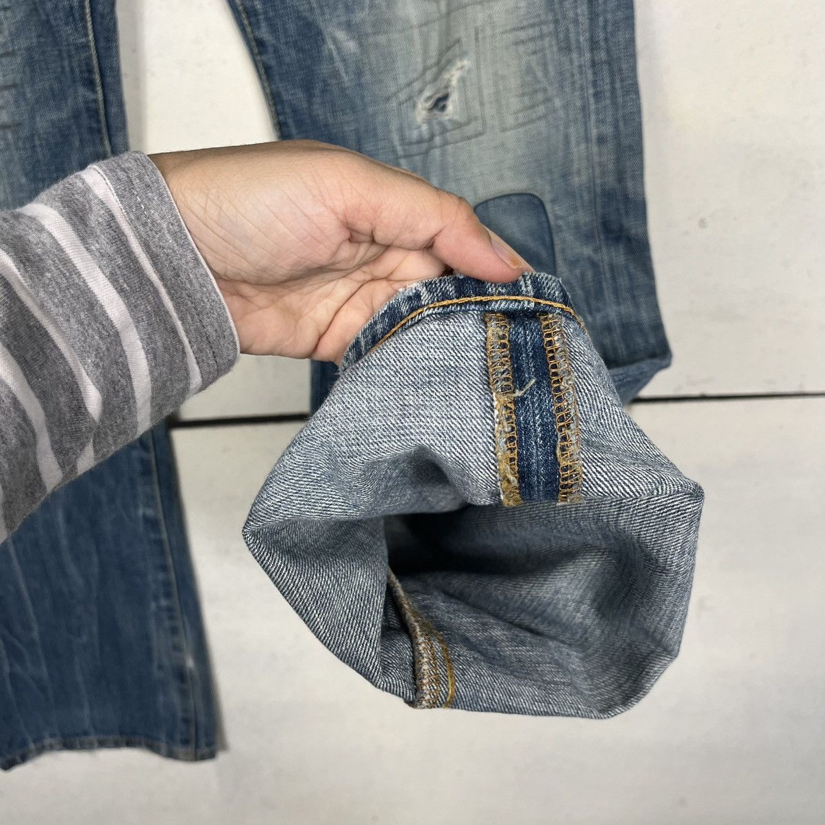 Sophnet. Vintage Sophnet Sashiko Distressed Motive Denim Jeans Size US 32 / EU 48 - 9 Thumbnail