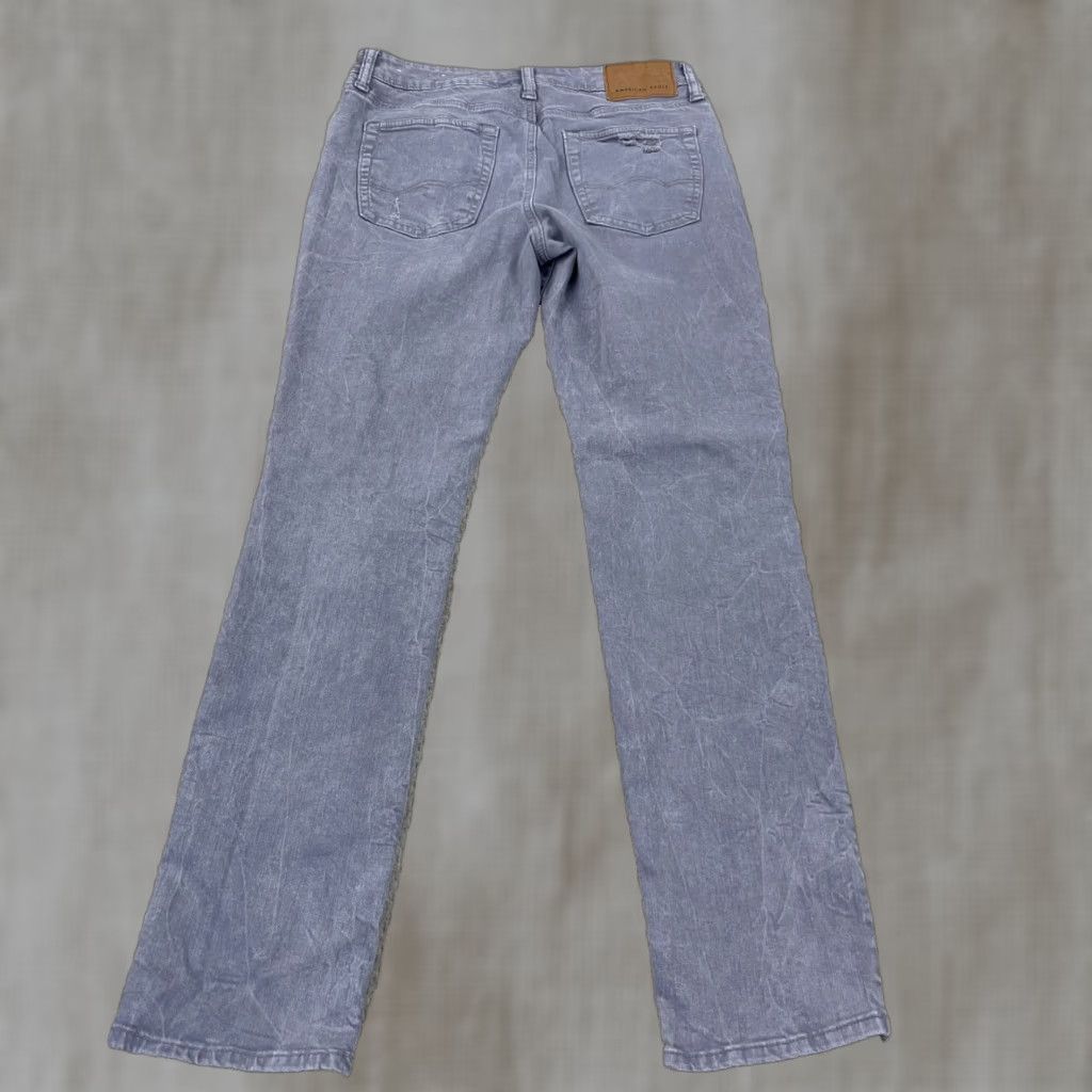 American Eagle Outfitters American Eagle Jeans Men Slim Straight 31x34 Gray Distressed Holes Rips Airflex 5-Pocket Denim Cotton Blend Ship New? Size US 31 - 1 Thumbnail