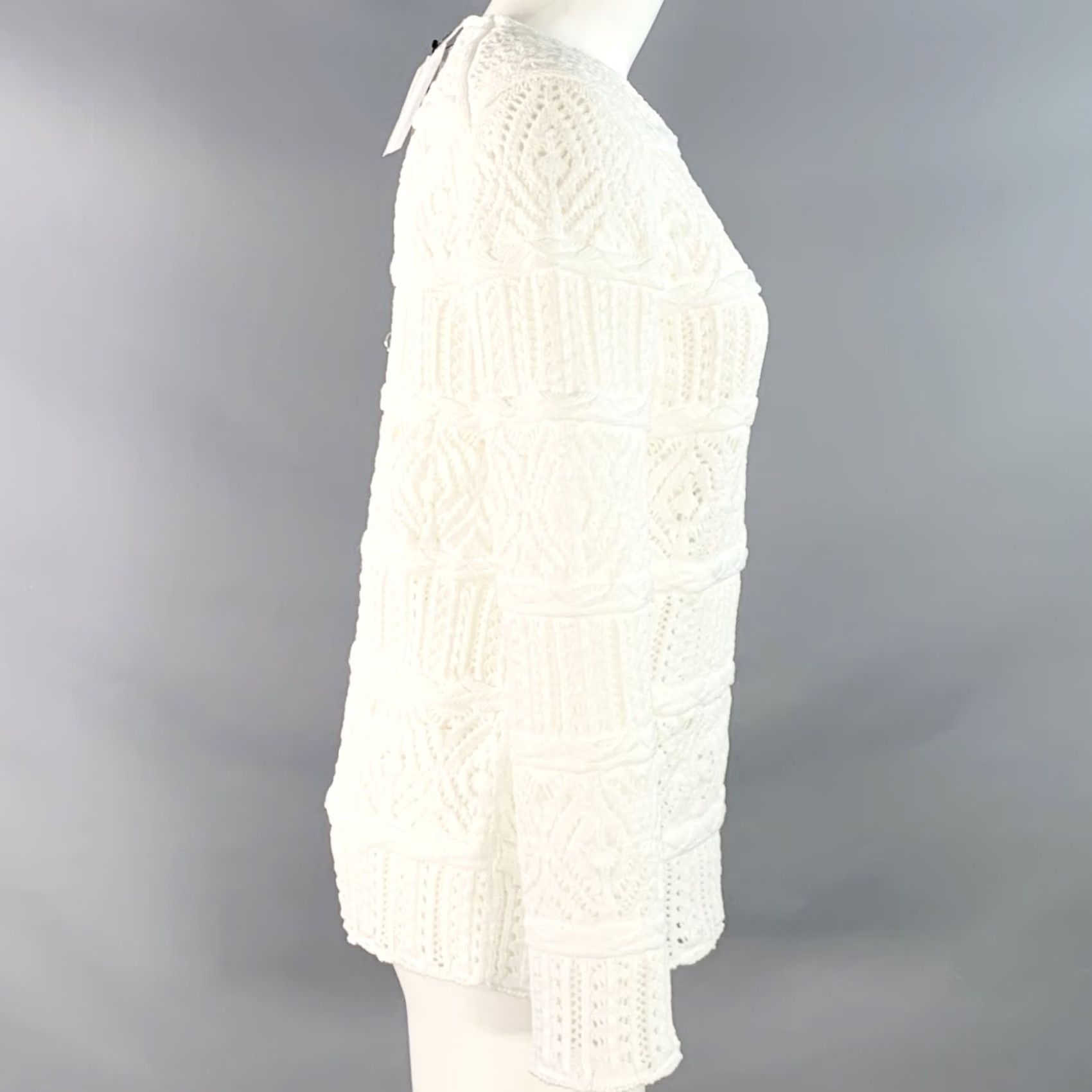 Comme des Garcons Girl COMME des GARCONS 2022 Size M White Textured Knit Polyester Crew Neck Sweater Women Size M / US 6-8 / IT 42-44 - 3 Thumbnail