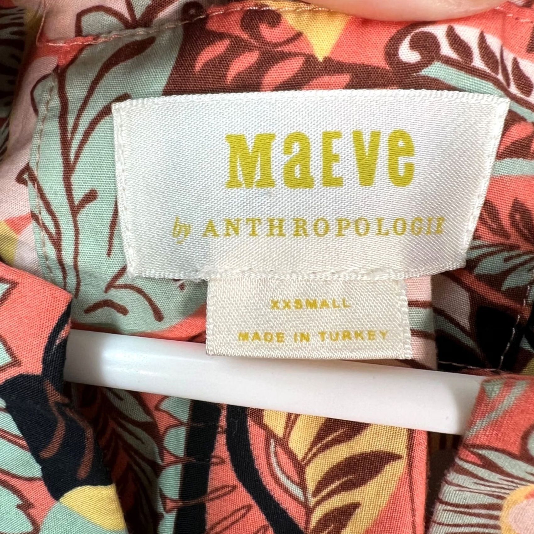 Anthropologie VINTAGE Maeve Anthropologie Maxi Dress Floral V-Neck Flutter Sleeve 2XS Orange Womens Size XXS / US 00 / IT 34 - 3 Thumbnail