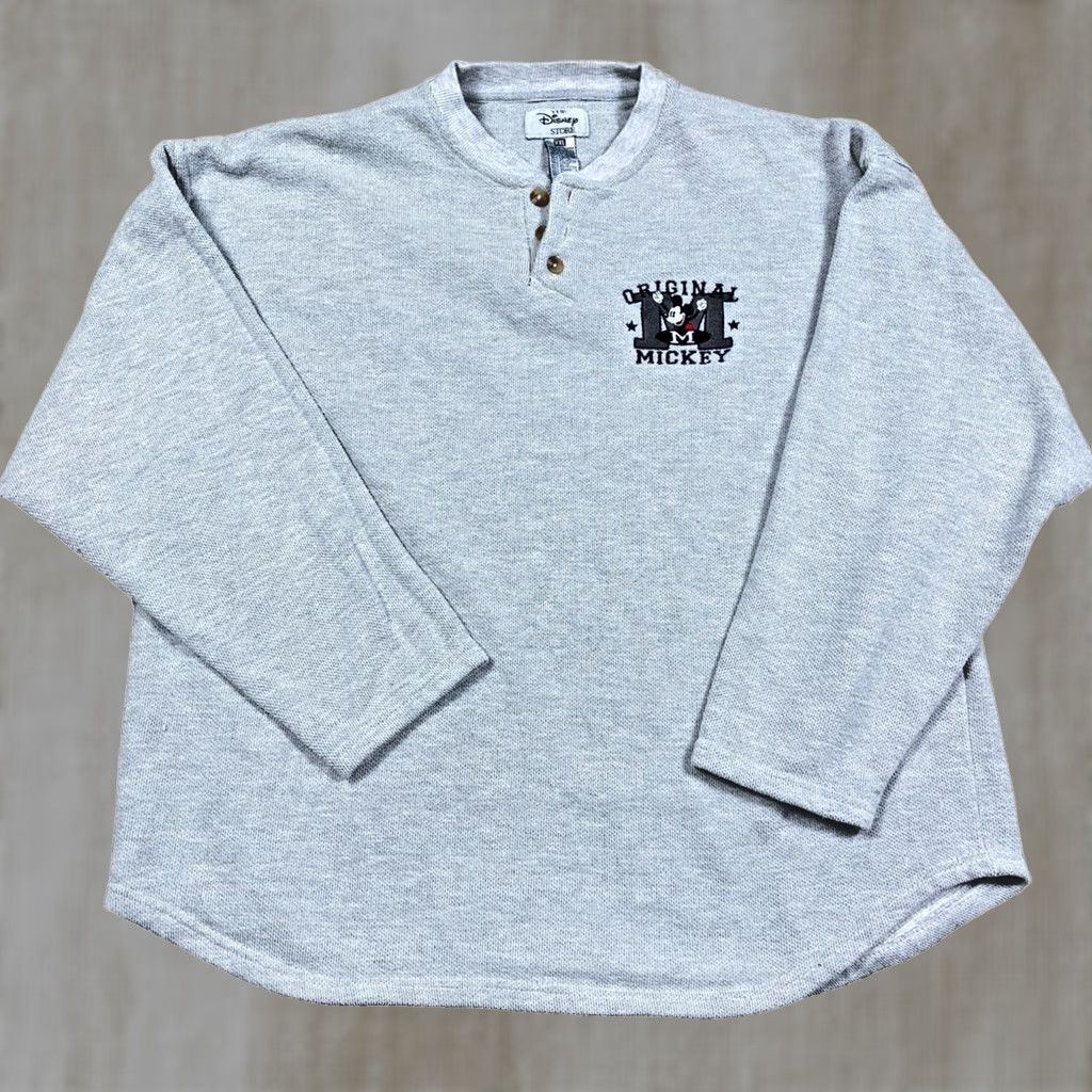 Disney VINTAGE Disney Mickey Mouse Sweatshirt Men 2XL Gray Waffle Knit Henley 90s Size US XXL / EU 58 / 5 - 1 Thumbnail