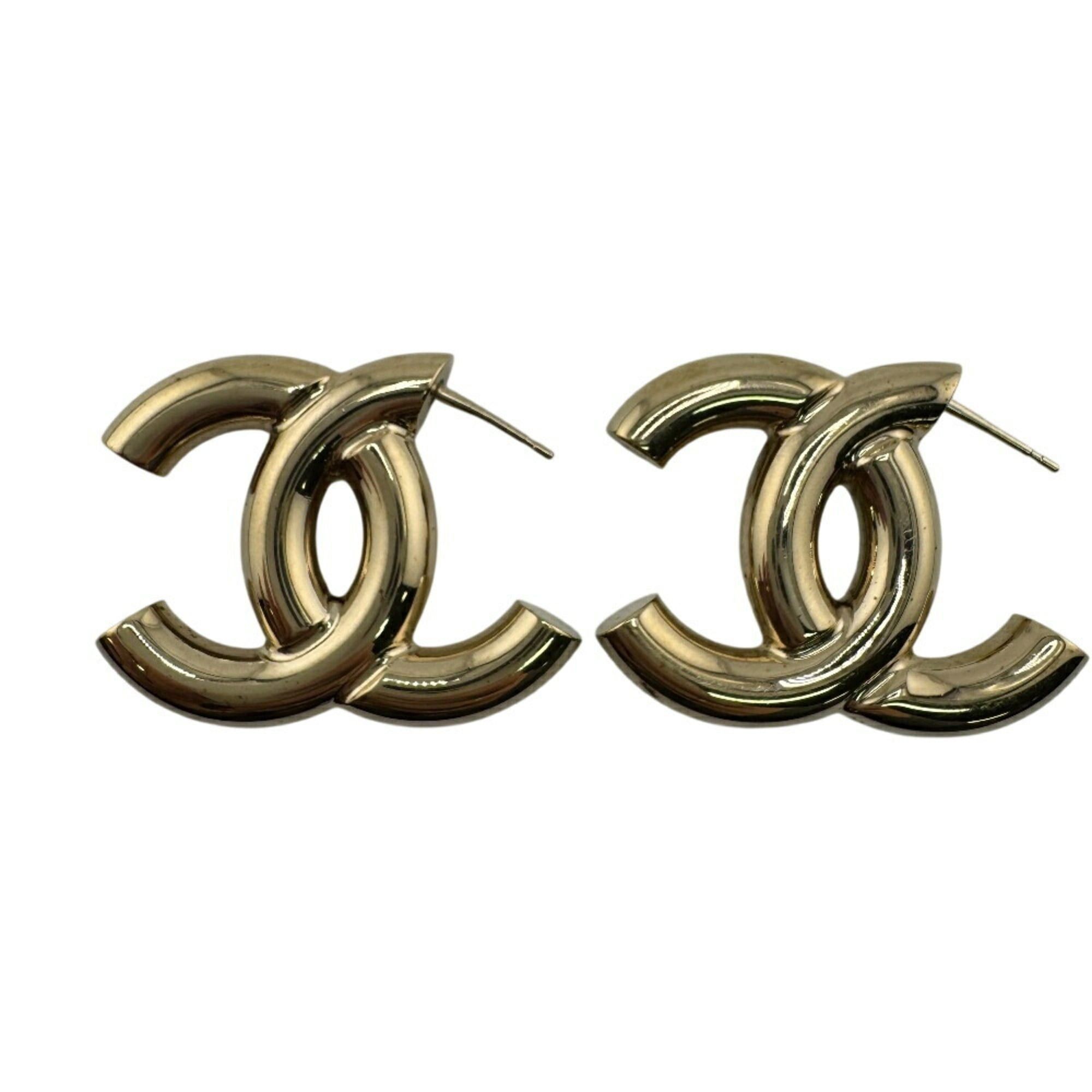 CHANEL Coco Mark Earrings Gold Women's