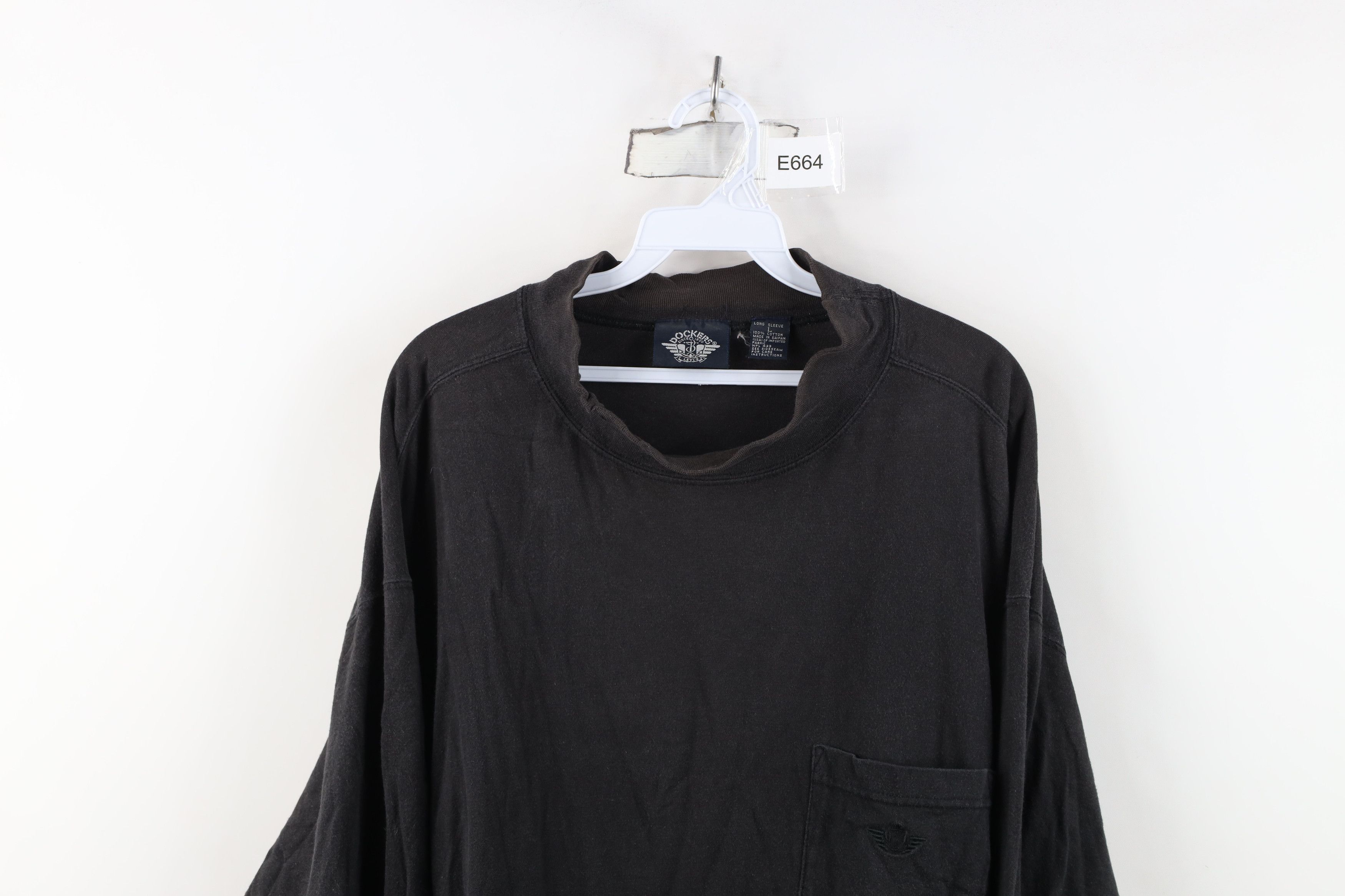 Vintage Vintage 90s Streetwear Blank Baggy Mock Neck T-Shirt Black Size US L / EU 52-54 / 3 - 2 Thumbnail