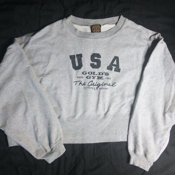 Other Vintage 90s Gold's Gym USA Cropped Crewneck Sweatshirt Size L / US 10 / IT 46 - 2 Thumbnail