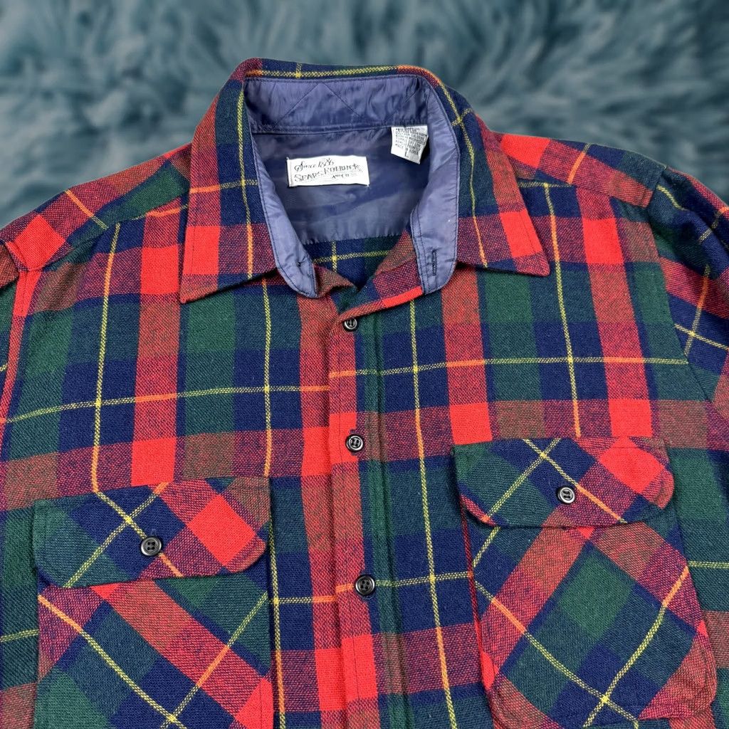 Sears VINTAGE Sears Roebuck Shirt Mens Large Plaid Wool Blend Flannel Red Green 80s Size US L / EU 52-54 / 3 - 1 Thumbnail