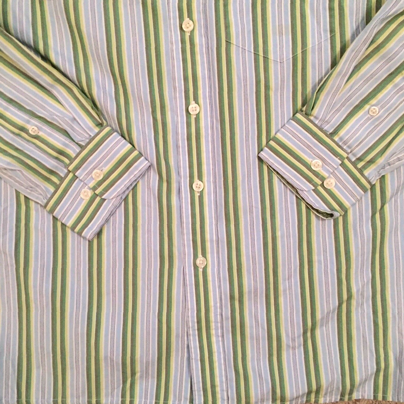 Gap Gap Shirt Men Small Green Striped Long Sleeve Button-Up Casual Shirt Size US S / EU 44-46 / 1 - 4 Thumbnail