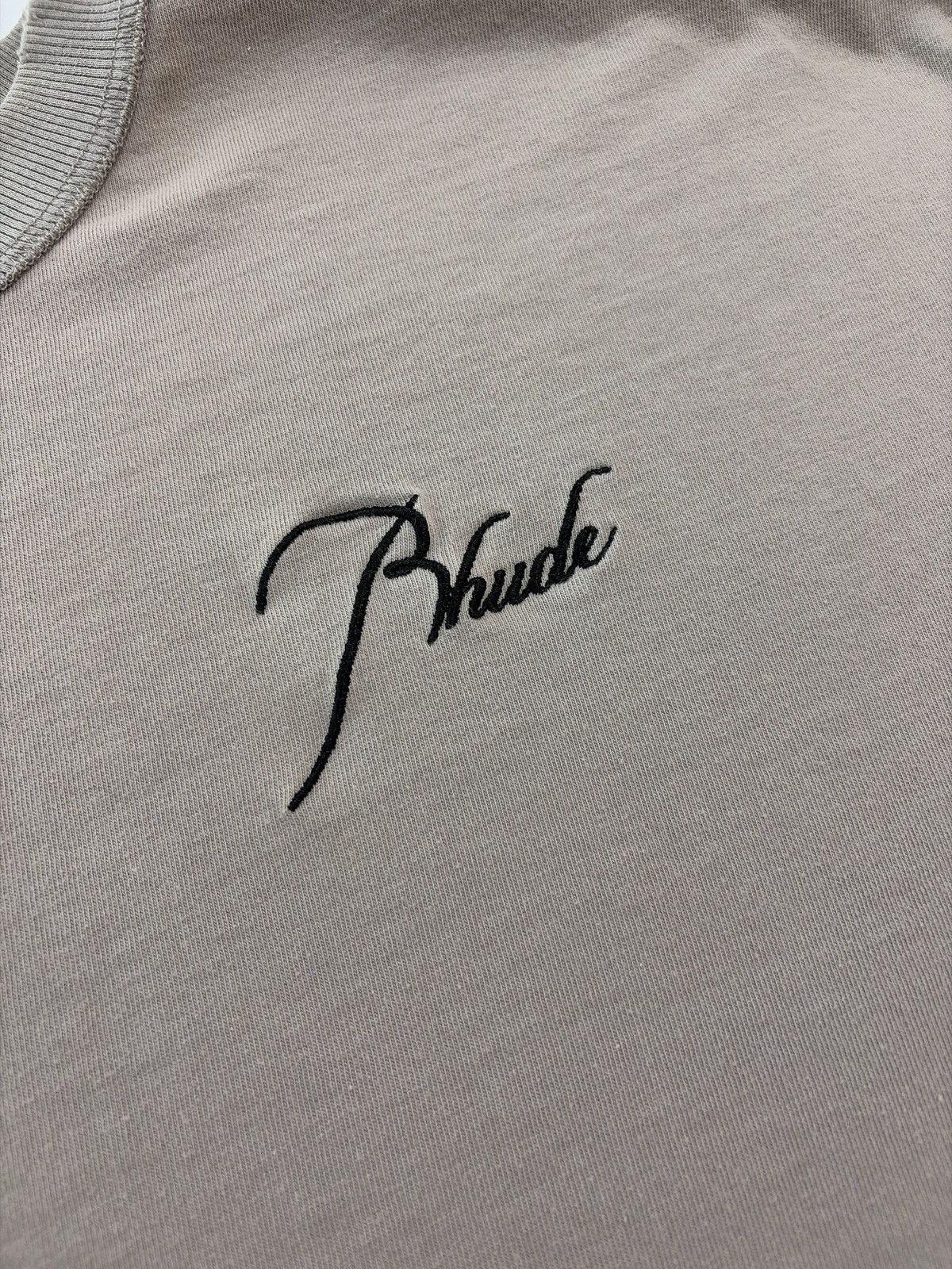 Rhude Rhude Beige Reverse Embroidered Logo Tee Size US L / EU 52-54 / 3 - 4 Thumbnail