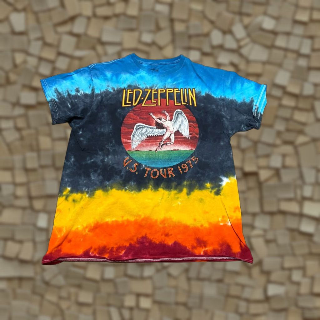 Vintage LEDZEPPELIN Shirt Mens Large Blue Yellow Tie Dye Graphic Print Short Sleeve Round Neck T-Shirt Size US L / EU 52-54 / 3 - 1 Thumbnail