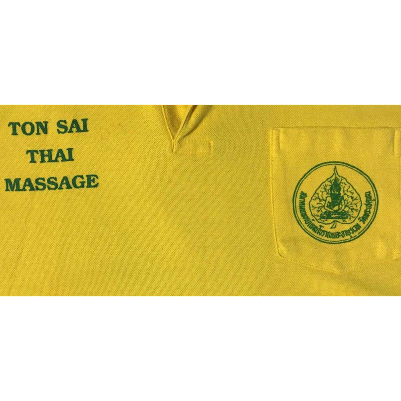 Vintage VINTAGE Ton Sai Thai Massage Faded Polo Shirt M Grunge Biker Therapist 90s USA Shirt Mens Yellow 90s 80s Classic Rockabilly USA Size US M / EU 48-50 / 2 - 4 Thumbnail