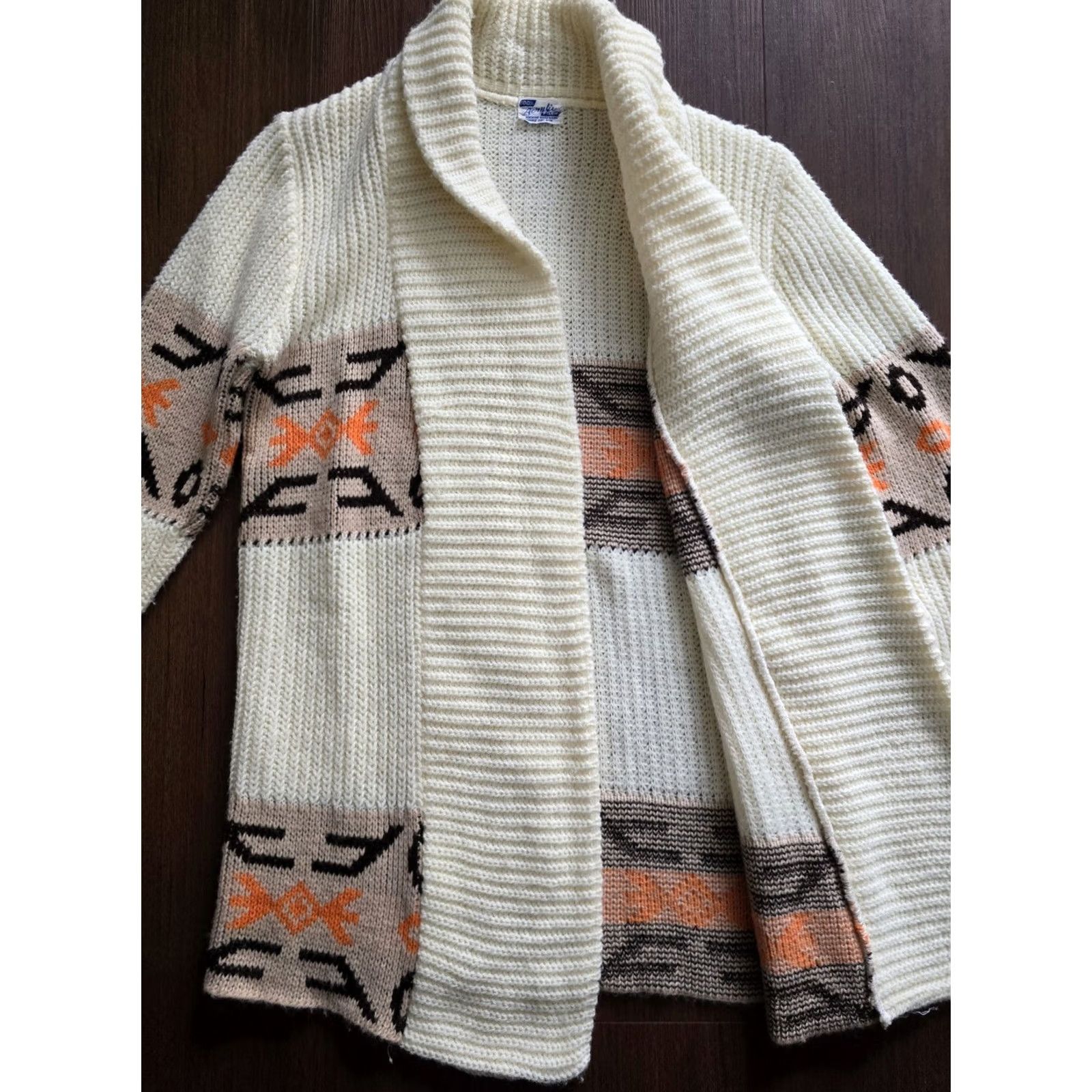 Vintage VINTAGE 70s Aztec Southwestern Sweater Unisex M Beige Acrylic long sleeve Boho Hippie Union Made Unbranded Mens Womens Girls Boys Size US M / EU 48-50 / 2 - 4 Thumbnail