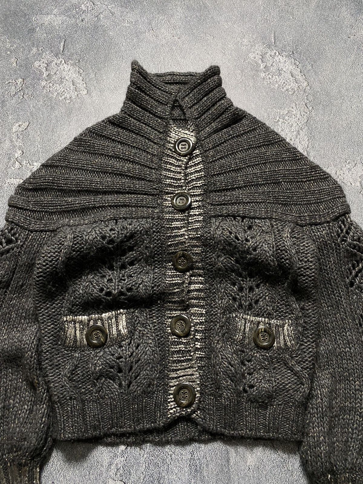 Just Cavalli Just Cavalli Chunky Knit With Open Mesh Gold Thread Sweater Size M / US 6-8 / IT 42-44 - 7 Thumbnail