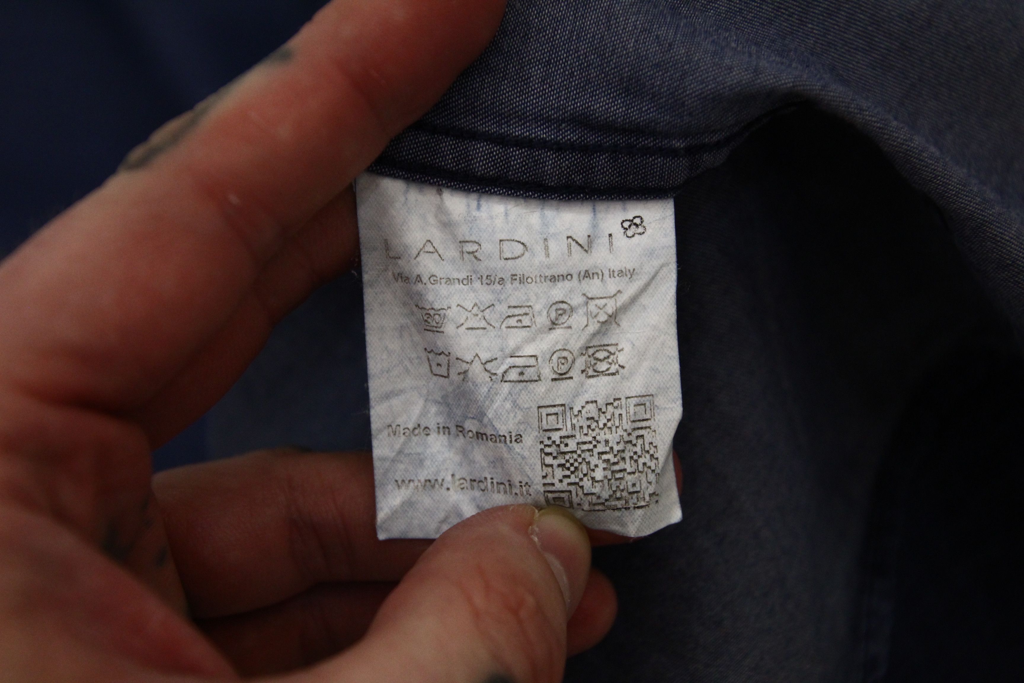 Lardini Lardini Abstract Print Indigo Wash Denim Shirt Size US L / EU 52-54 / 3 - 7 Thumbnail