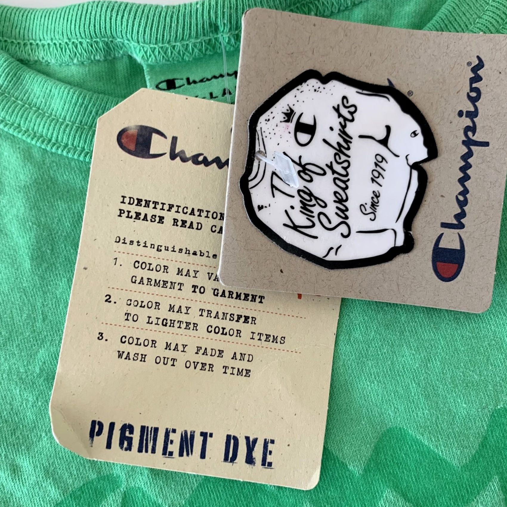 Champion Champion Pigment Dyed Heritage Spell Out Men's T Shirt Green 2XL Size US XXL / EU 58 / 5 - 3 Thumbnail