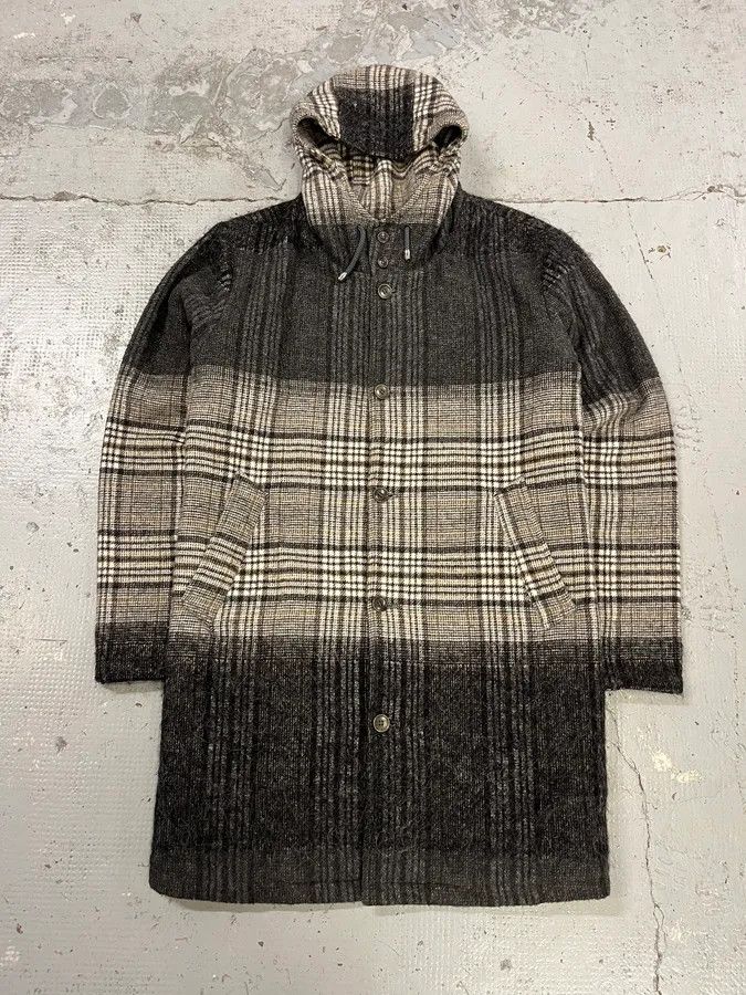 Daniele Alessandrini Daniele Alessandrini Tartan Gradient Grey Long Coat Size US M / EU 48-50 / 2 - 4 Thumbnail