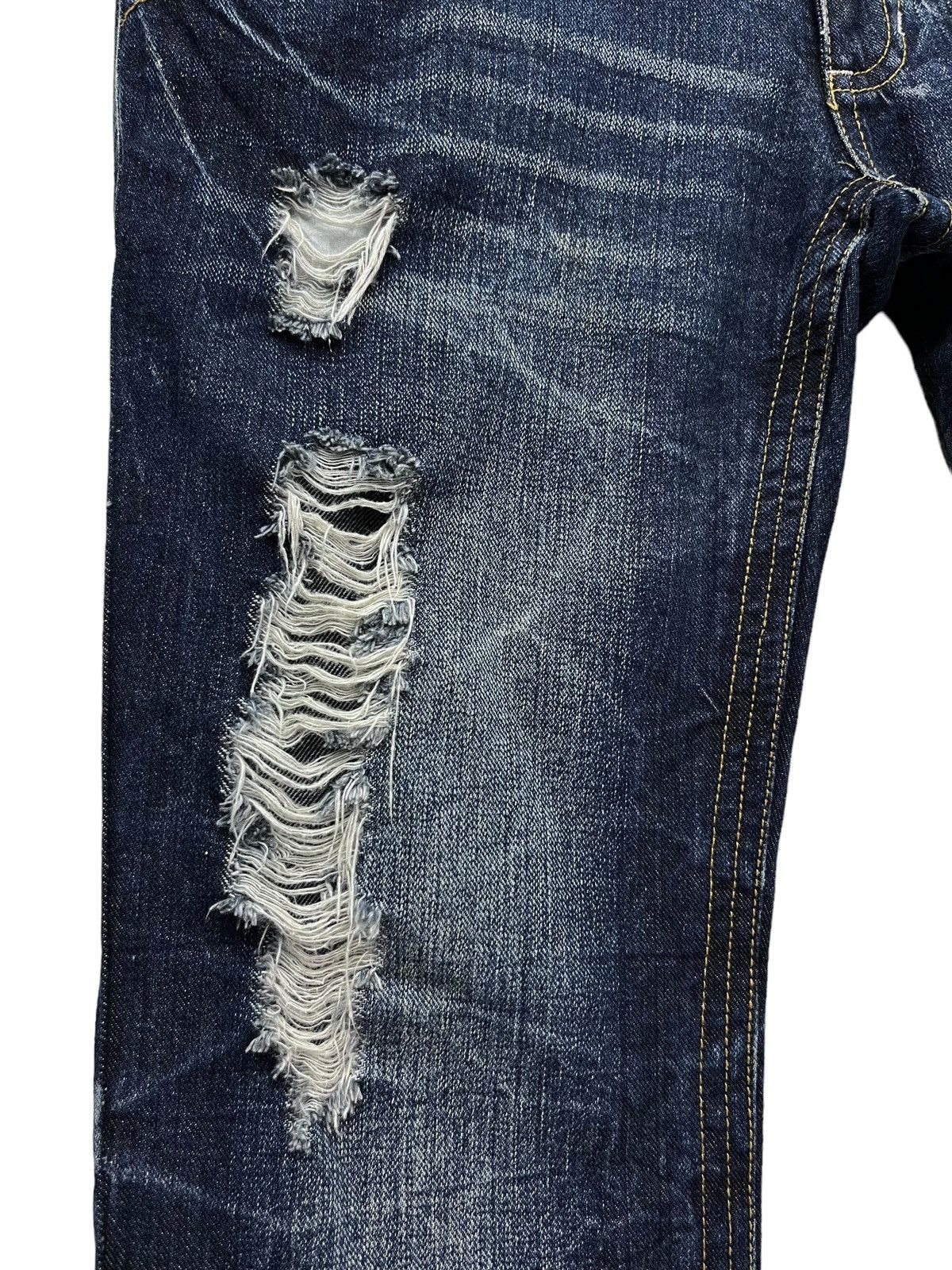 Skullcandy FLARE🔥 S&B Skull Embroidery Distressed Ripped Denim Pants Size US 31 - 10 Thumbnail