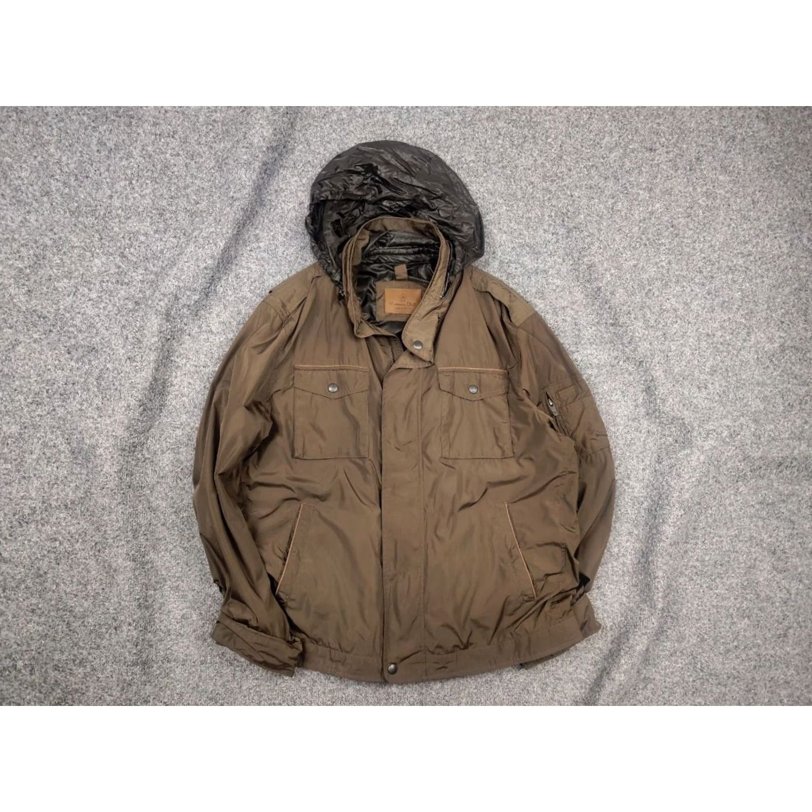 Massimo Dutti VINTAGE Massimo Dutti Nylon Brown Pocket Zip Hoodie Mens Jacket Size US XL / EU 56 / 4 - 2 Thumbnail