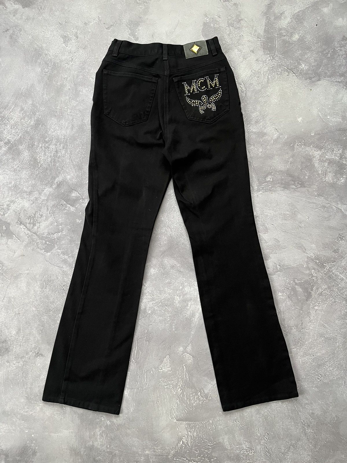 Vintage MCM Big Logo Pants Black Made in Italy Size 28