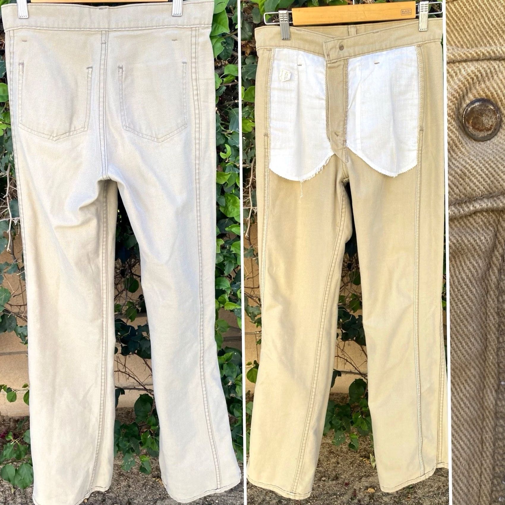 Levi's VINTAGE Levi’s Beige Tan White Tab Flare Pants 30x34 70s Talon 42 Zip Mens Womens Size 30" / US 8 / IT 44 - 6 Thumbnail