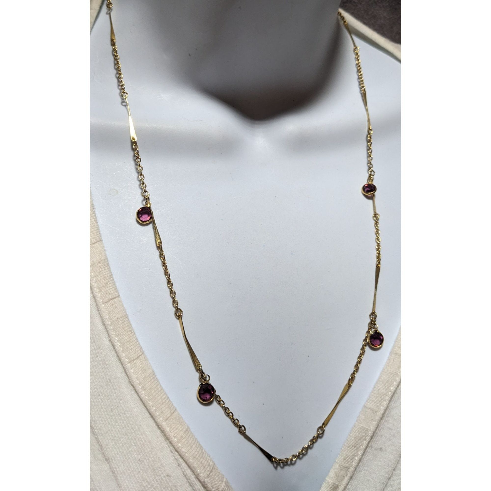 Other Abstract Gold Chain Necklace With Purple Gems Size ONE SIZE - 6 Thumbnail