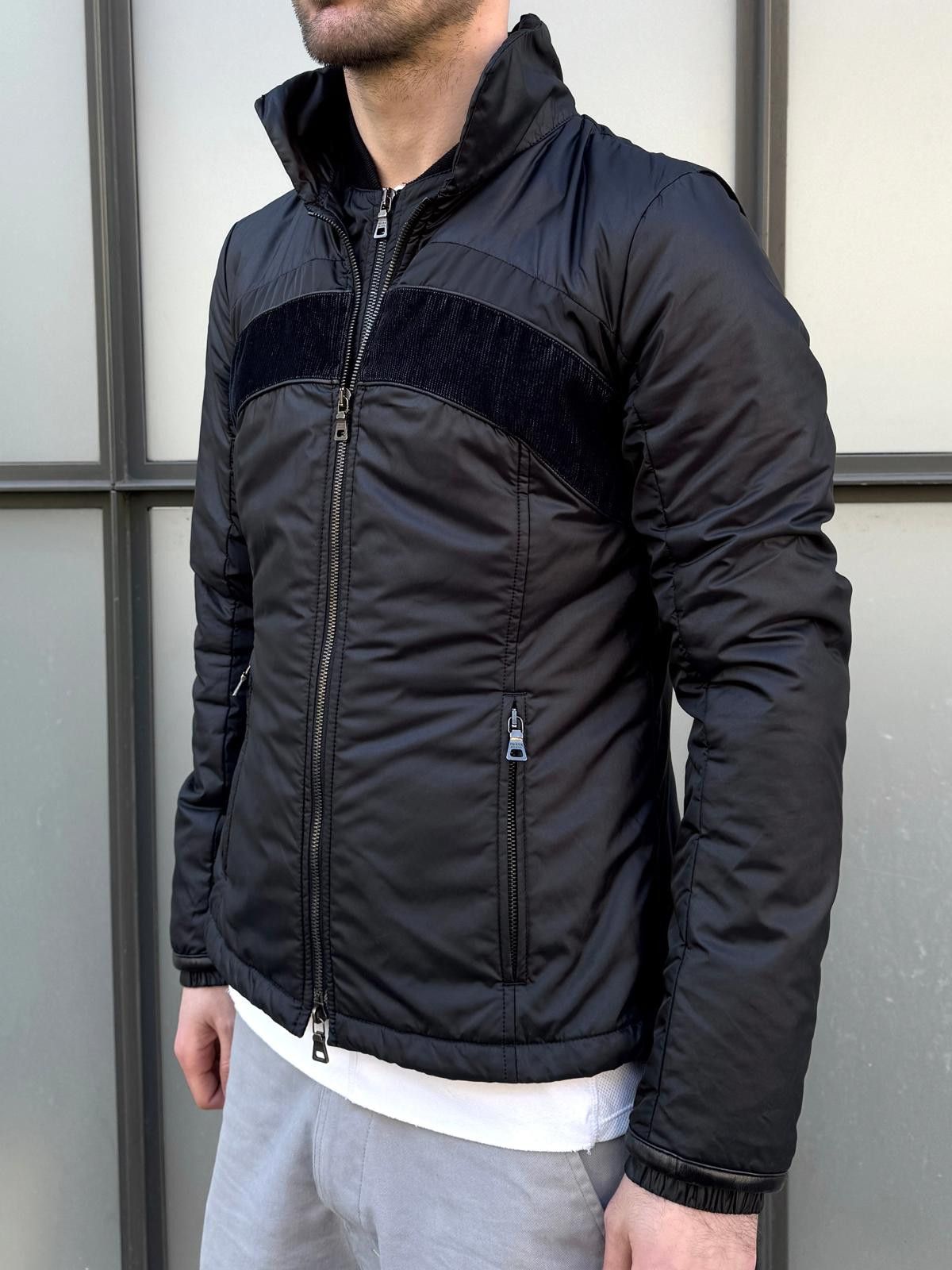 Prada Prada Main Line Nylon/Leather Double Layer Jet Black Jacket Size S / US 4 / IT 40 - 4 Thumbnail