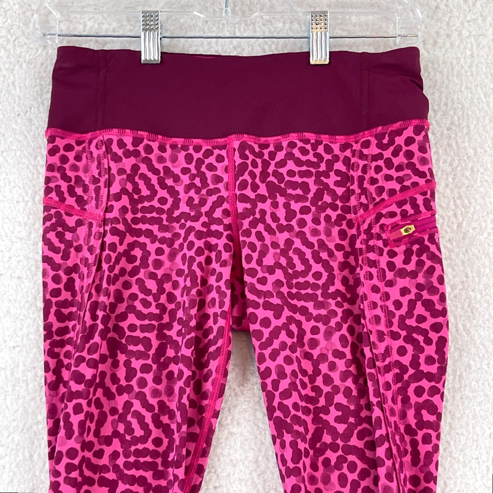 Lululemon Lululemon Speed Crop Leggings Womens Size 4 Spotted Magenta Cropped Play Athleisure Comfort Pockets Size S / US 4 / IT 40 - 2 Thumbnail