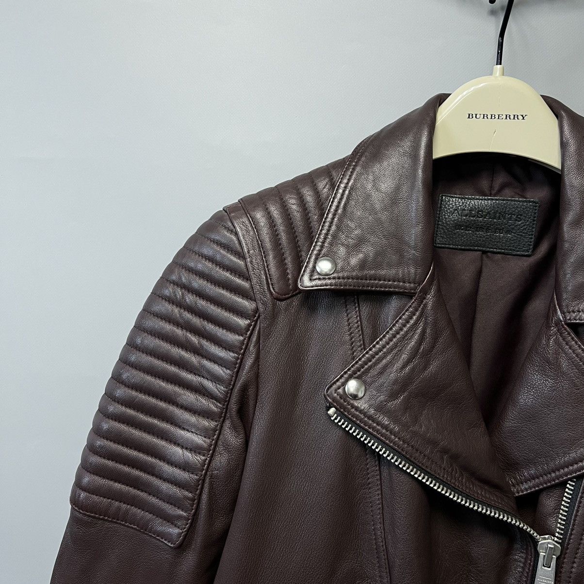 Allsaints AllSaints Estella Leather Biker Jacket Brown/Chocolate Lamb Size M / US 6-8 / IT 42-44 - 5 Thumbnail